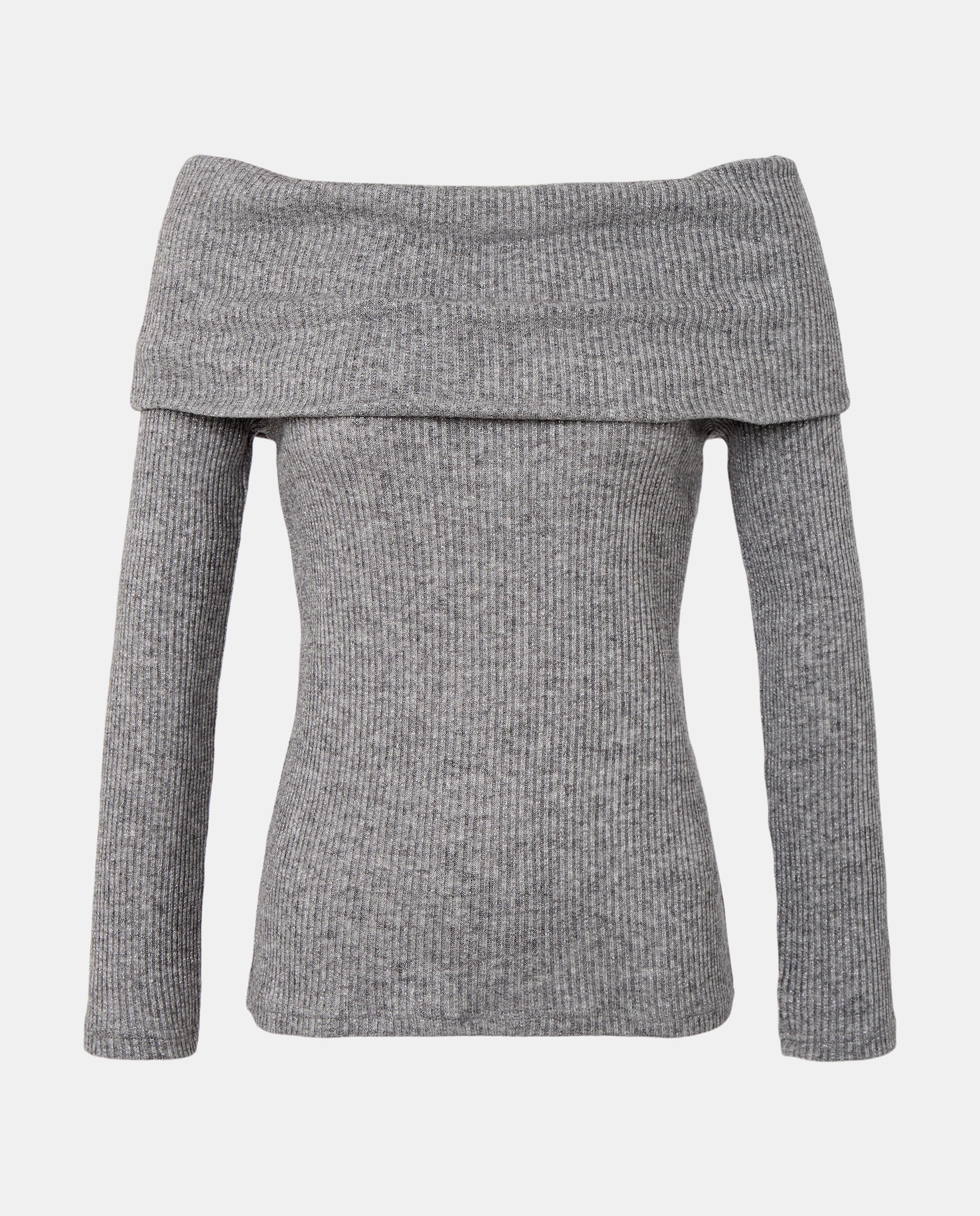 Camisola Lisa com Manga Comprida Cinzento-claro-4