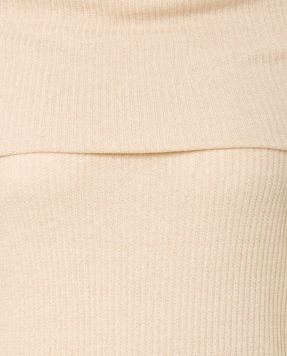 Camisola Lisa com Manga Comprida Bege-5