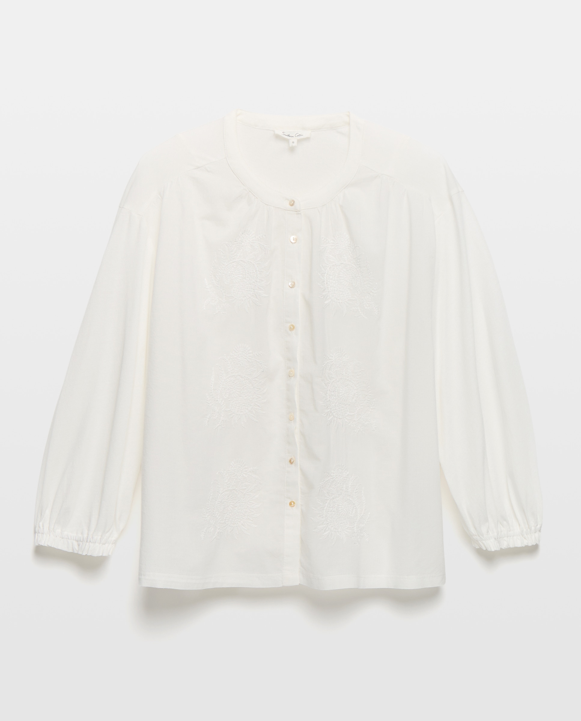 Blusa de mujer con bordados allover - Southern Cotton - 471 Índigo Blanco-5