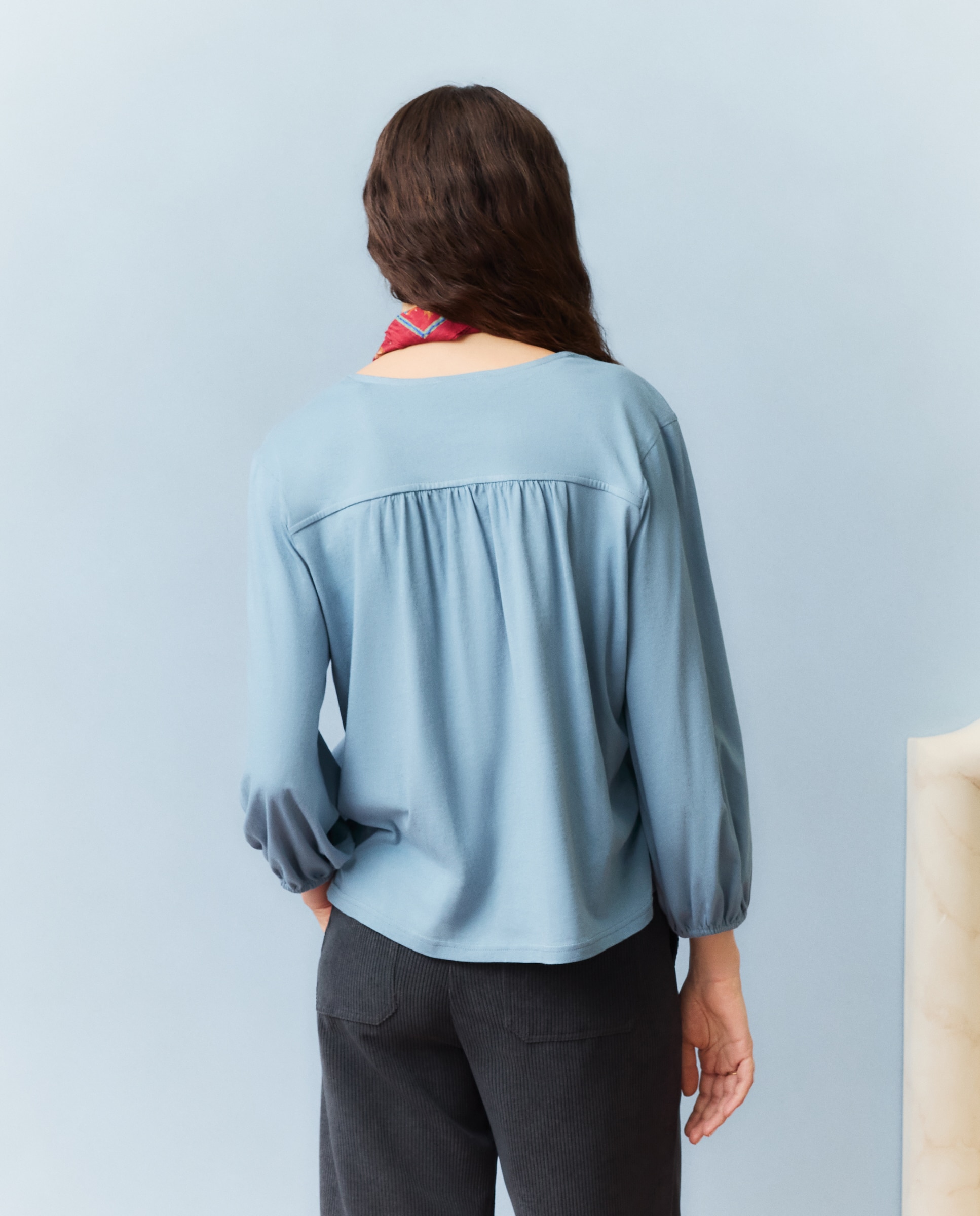 Camisa Blusa Bordada 400 Azul-3