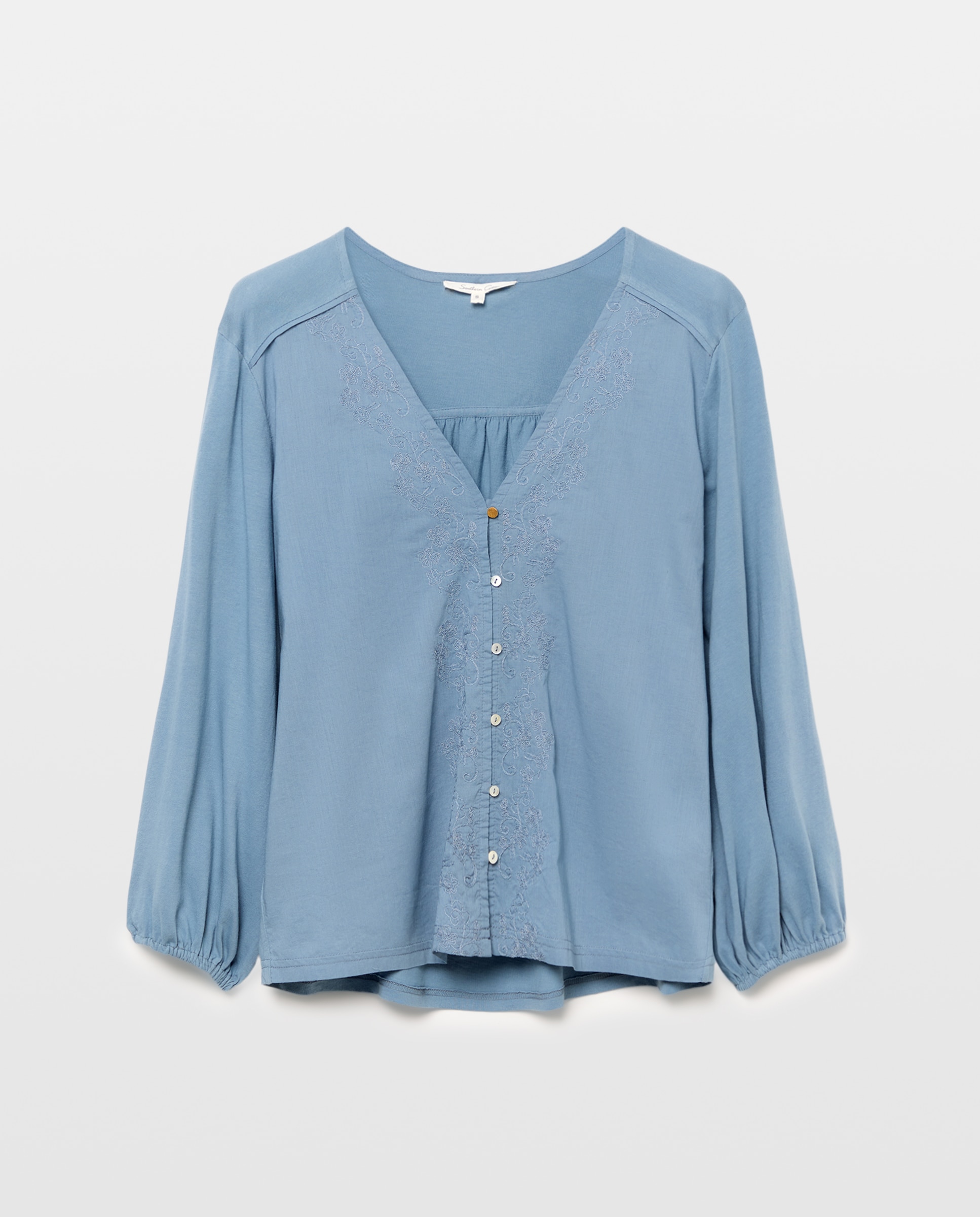 Camisa Blusa Bordada 400 Azul-4