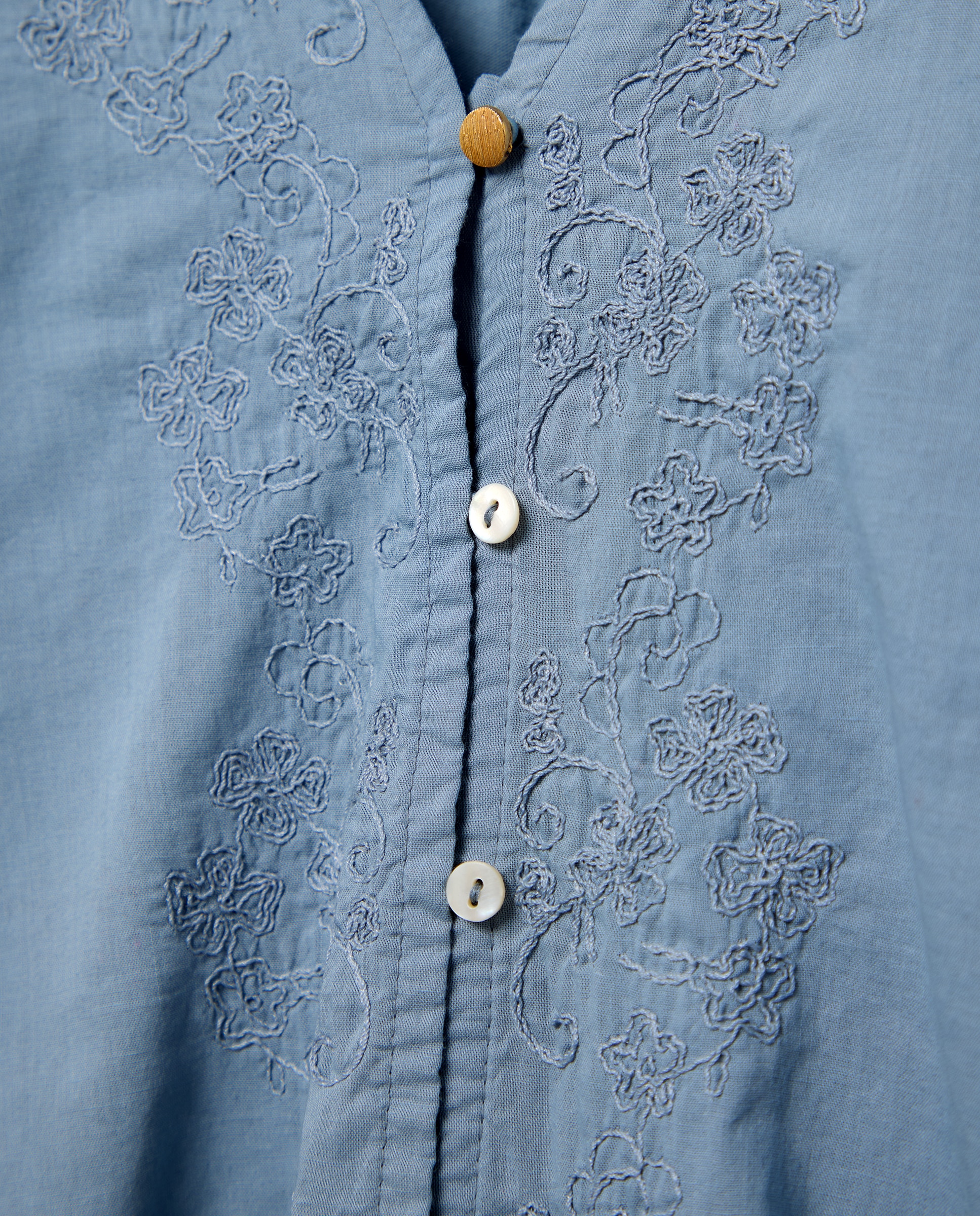 Camisa Blusa Bordada 400 Azul-5