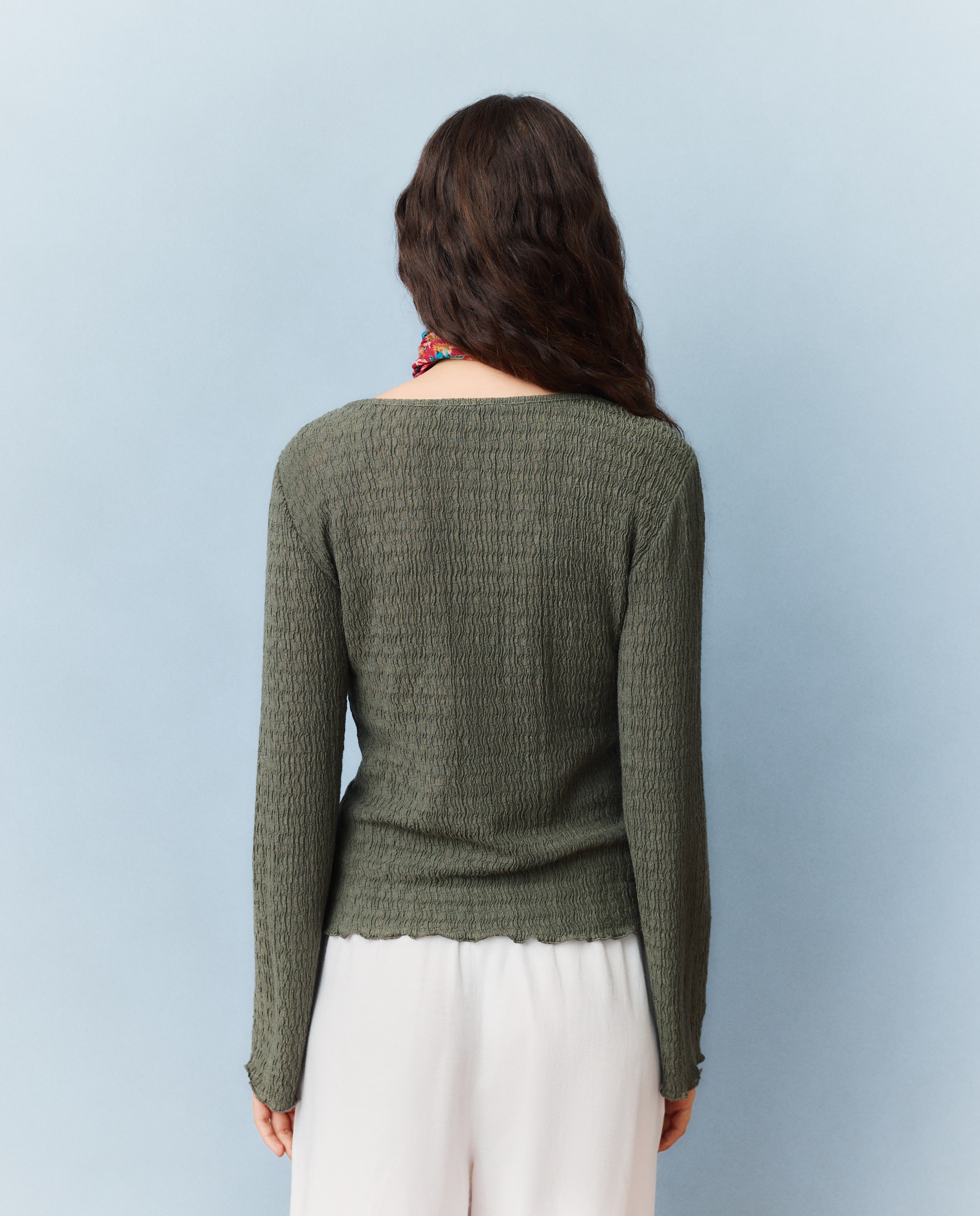 Camiseta manga larga de mujer con estructura ondas - Southern Cotton - 520 Kaki 520 Kaki-3