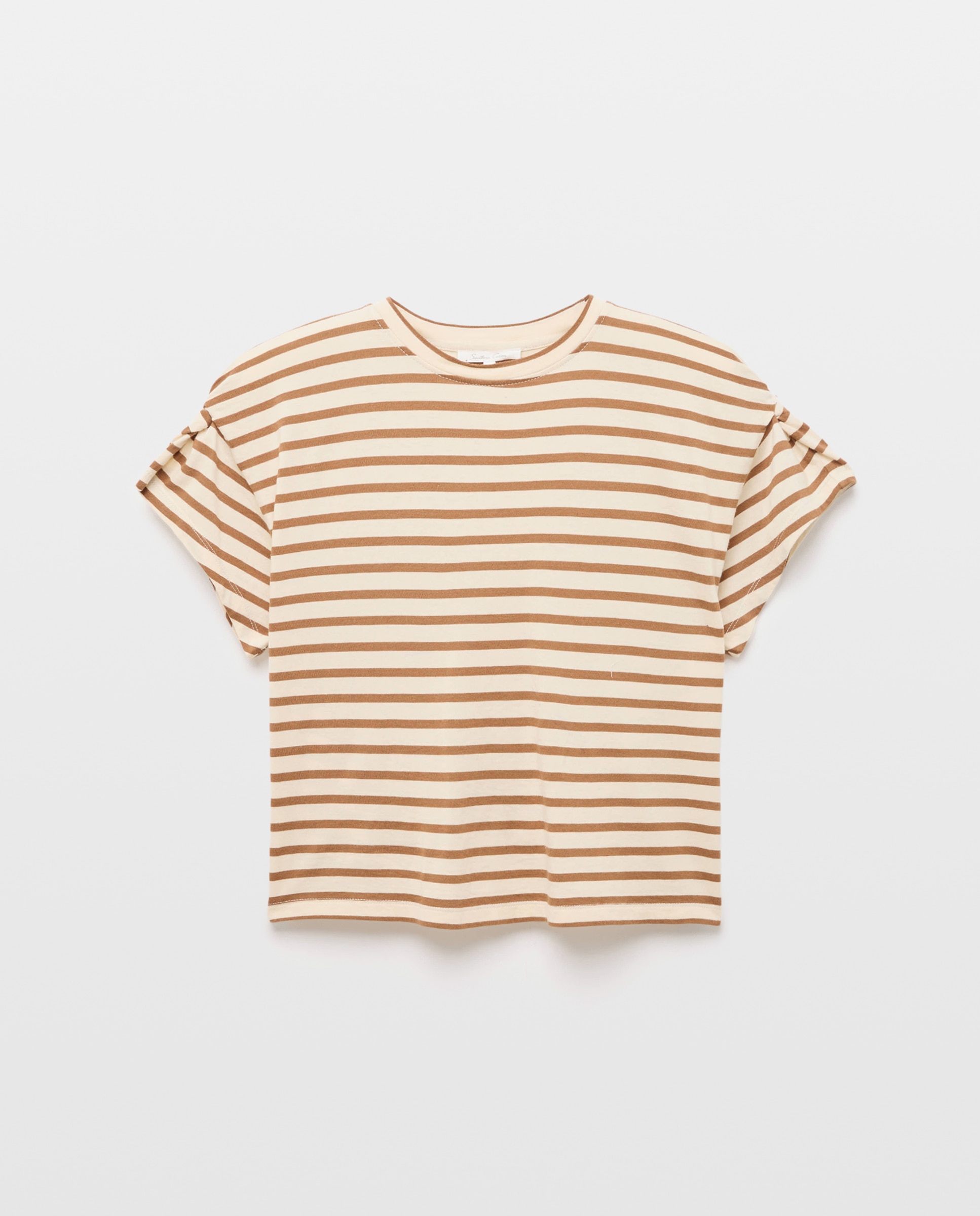 Camiseta de mujer con nudo y botones - Southern Cotton - Blanco Amarillo-4