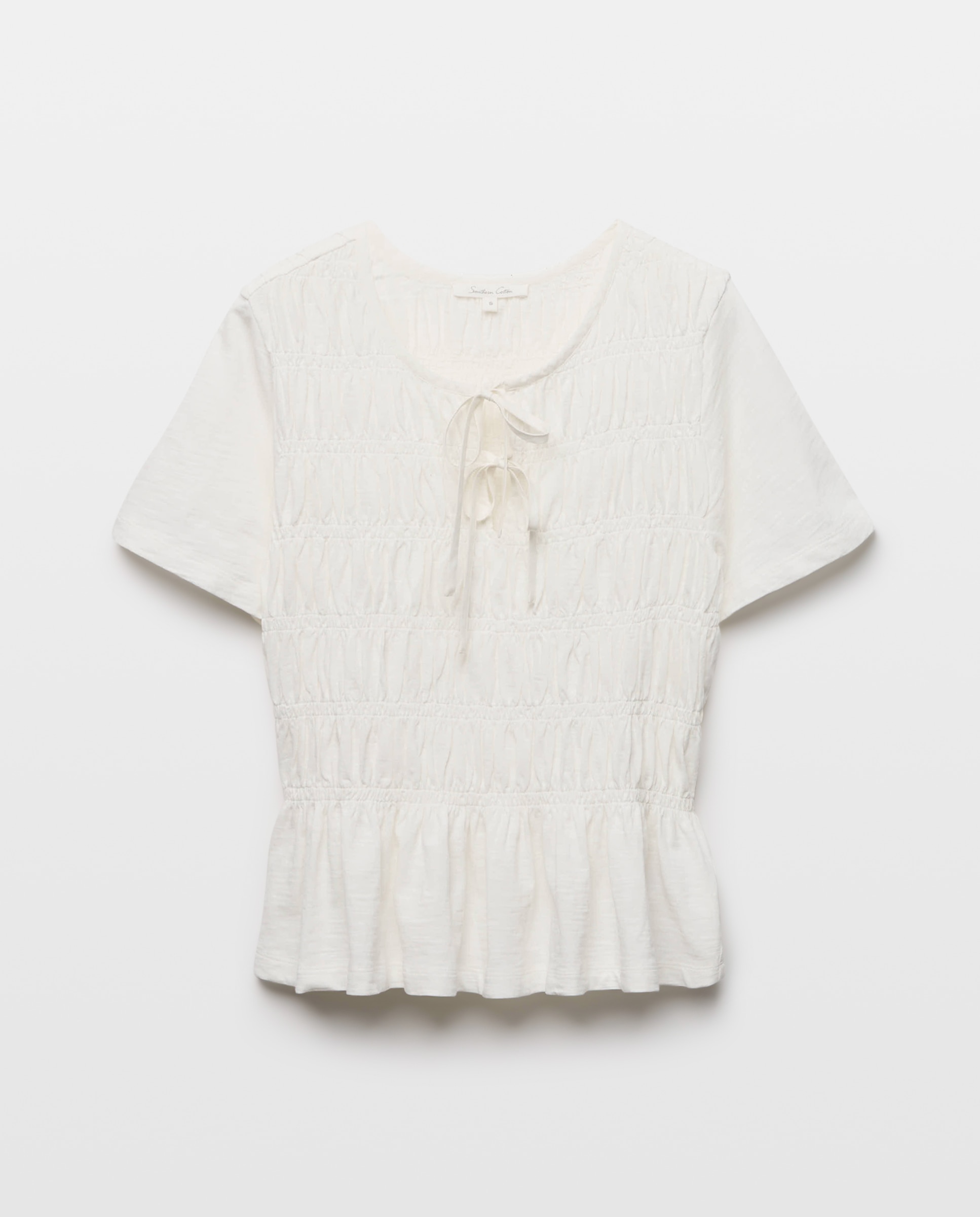 T-shirt com Franzido e Laços Branco-5