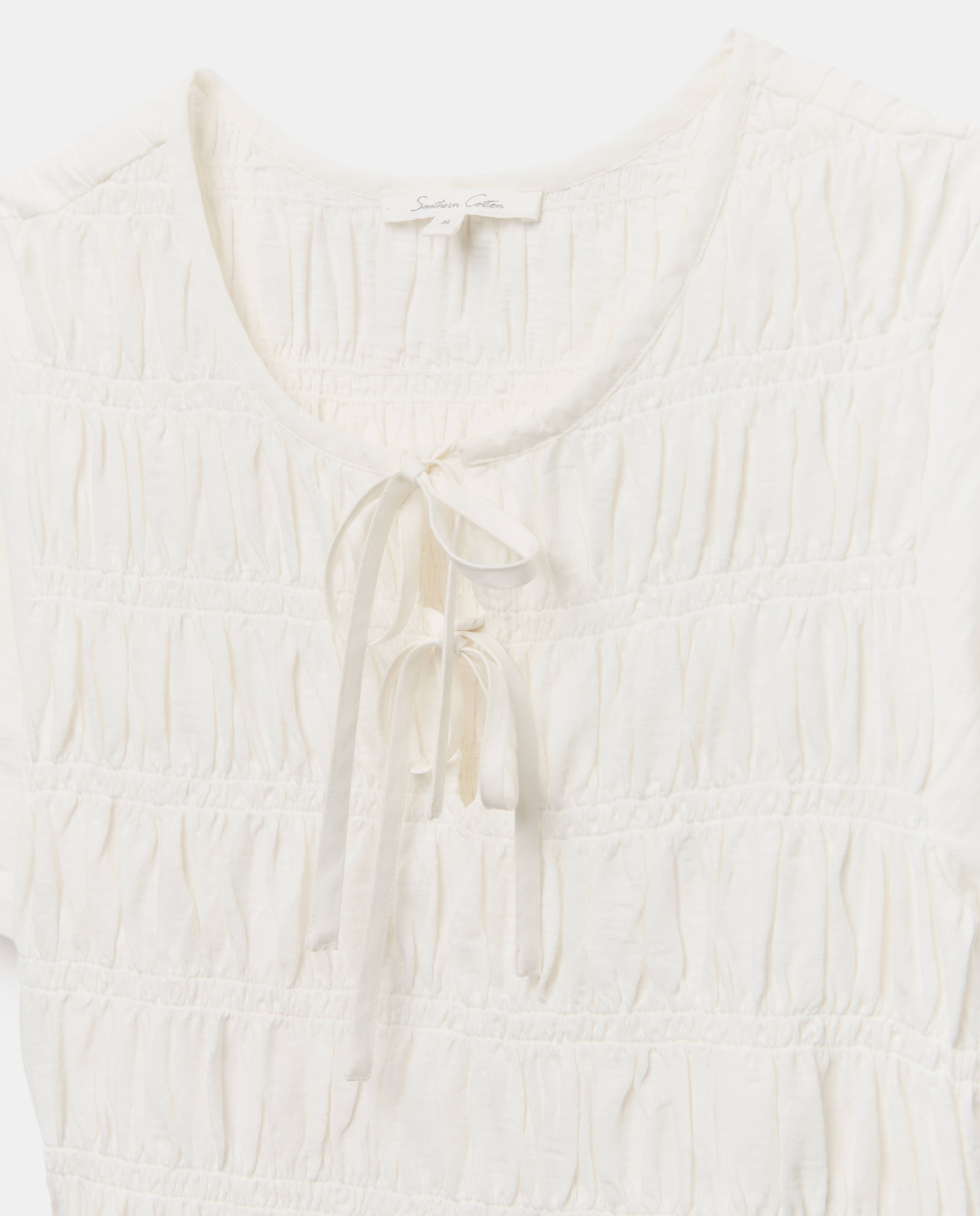 T-shirt com Franzido e Laços Branco-6
