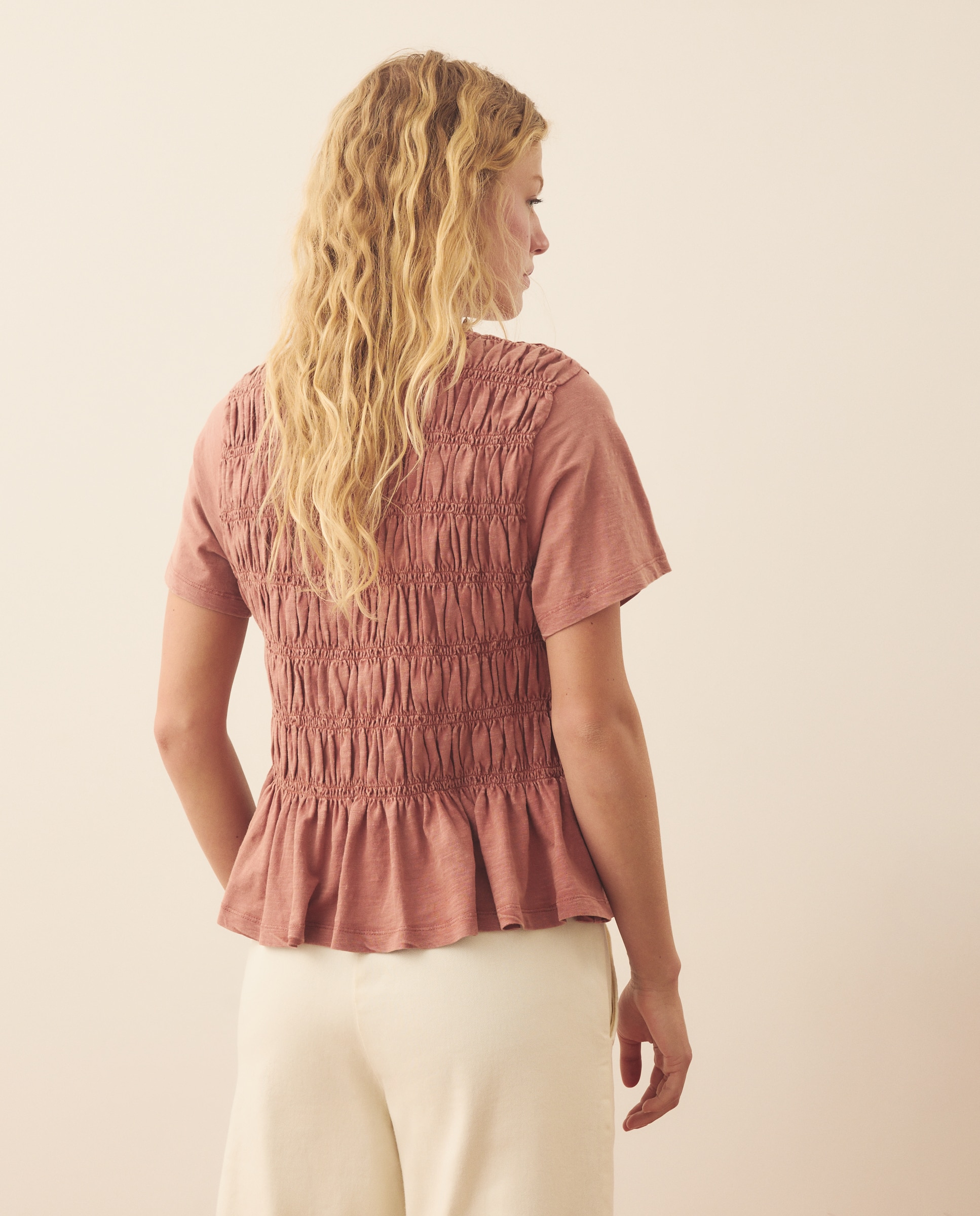 T-shirt com Franzido e Laços 230 Rosa Escuro-3