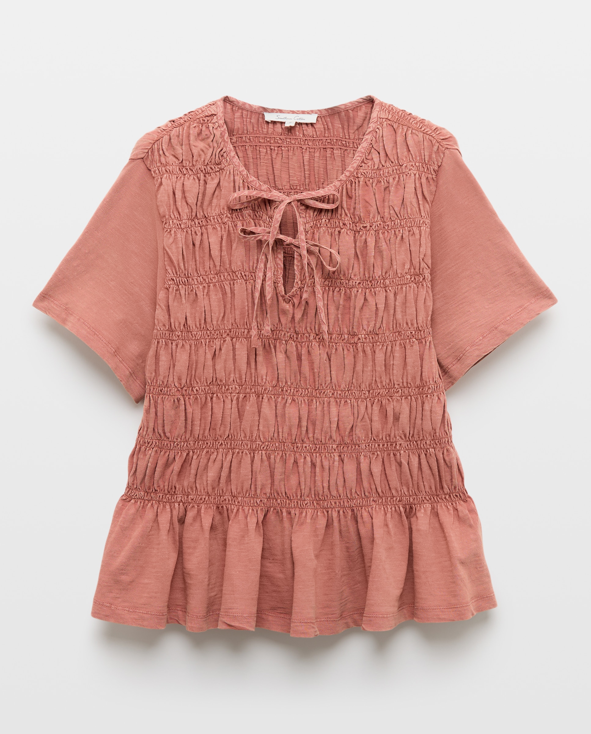 T-shirt com Franzido e Laços 230 Rosa Escuro-5