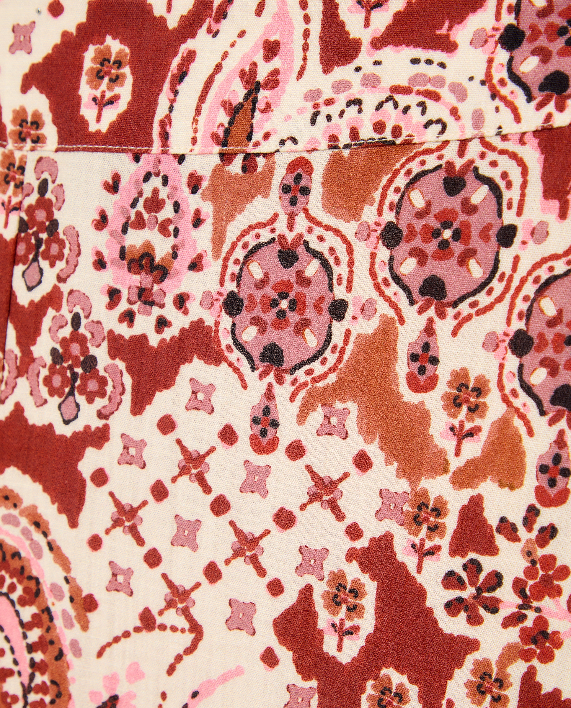 Calças fluidas estampadas Vermelho-5