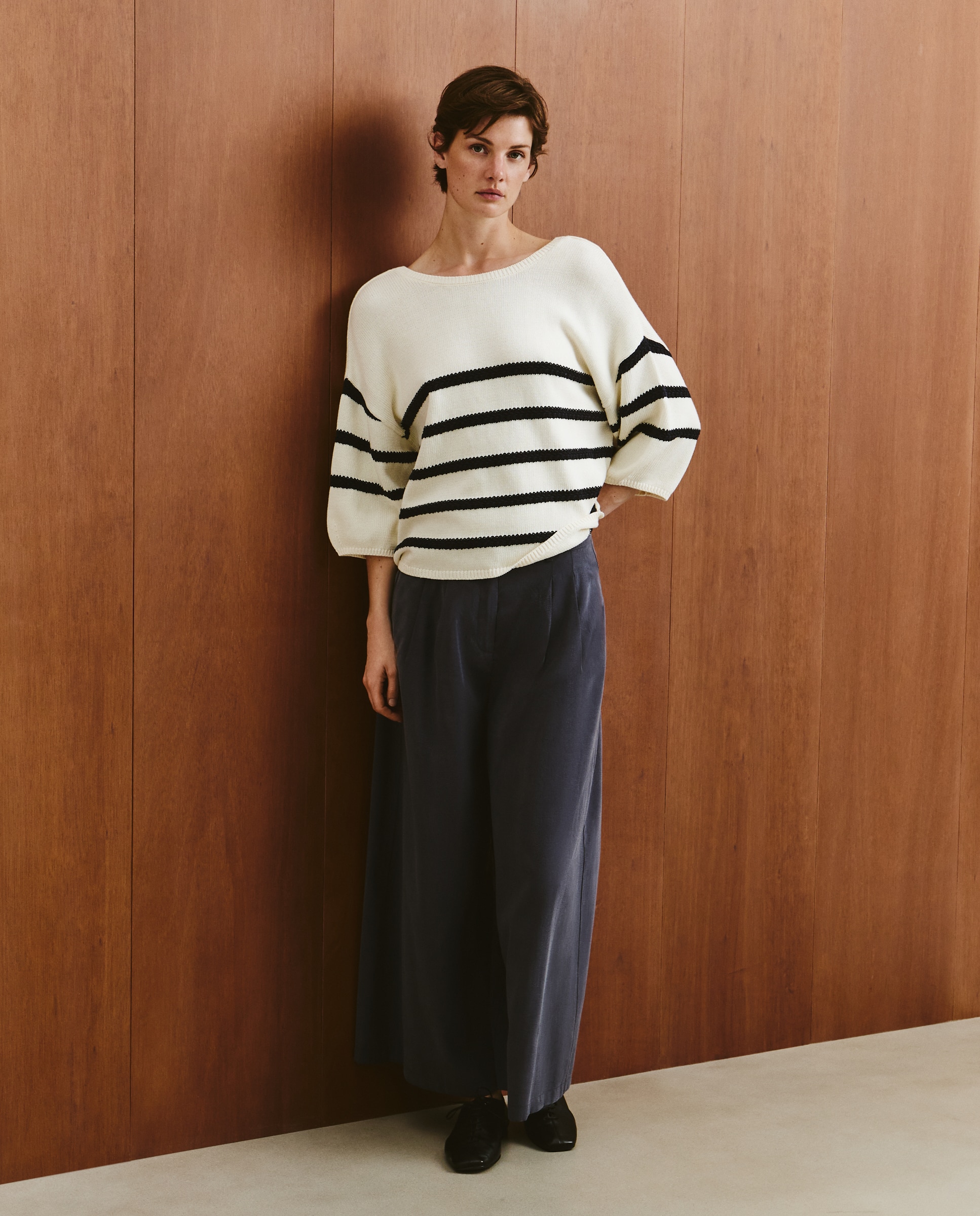 Southern Cotton - Jersey de algodón de rayas de mujer.