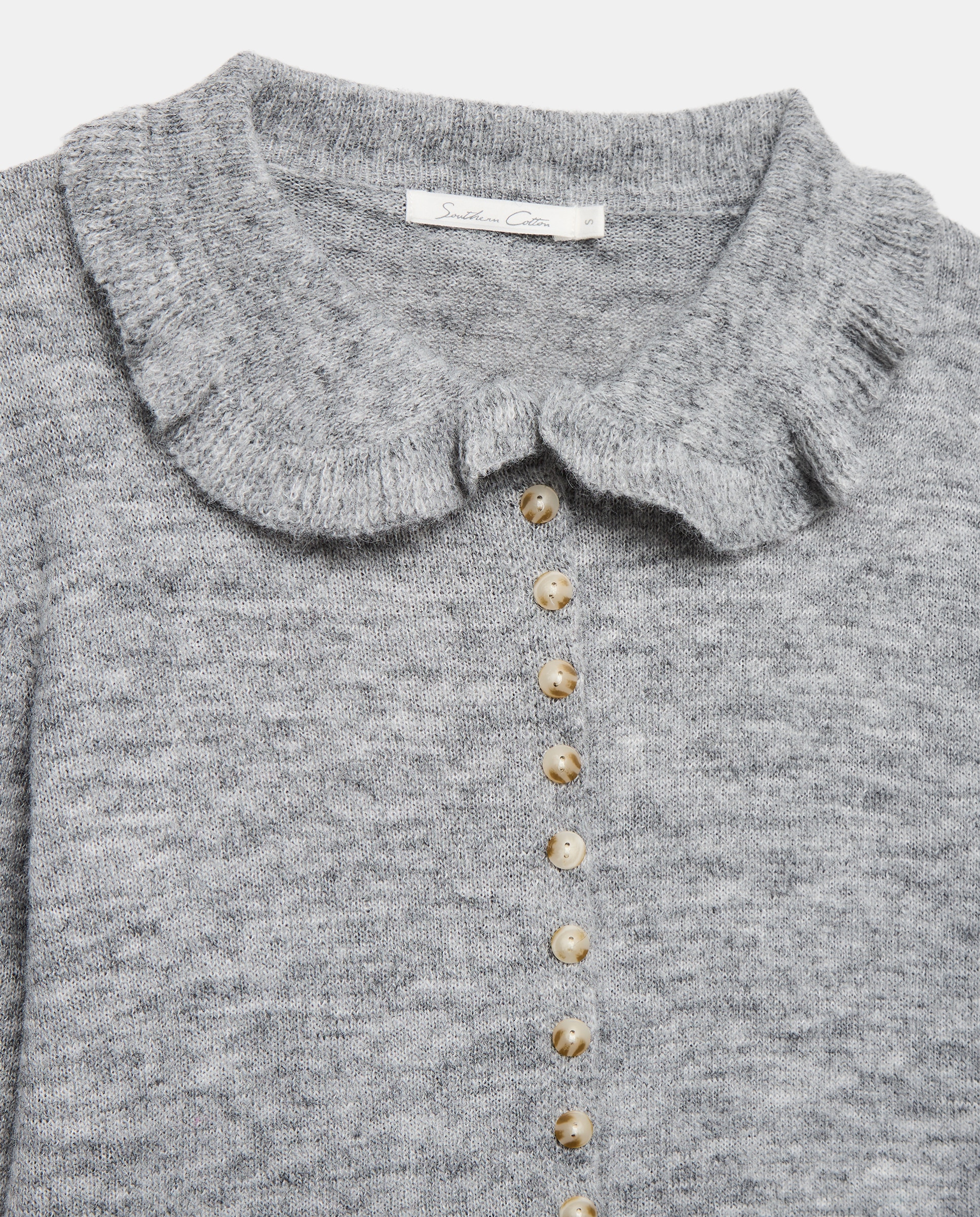 Casaco de Tricot com Folhos Visom-Escuro-3