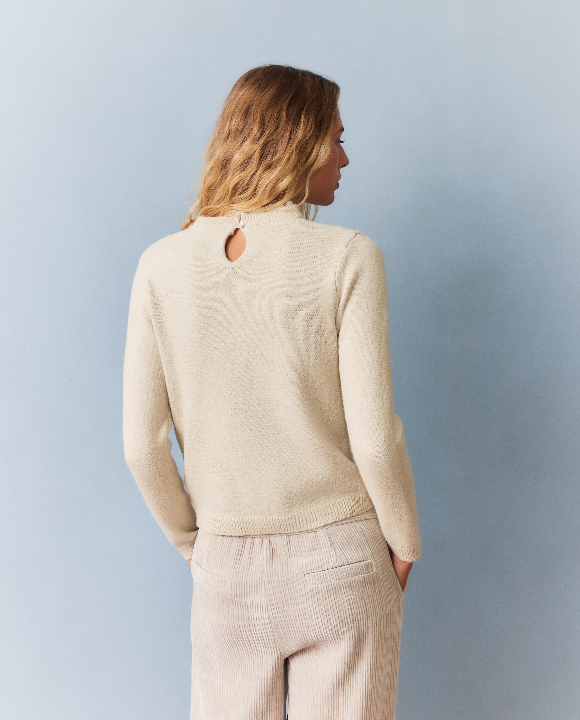 Jersey de mujer con lúrex y cuello batista - Southern Cotton - Beige Beige-3