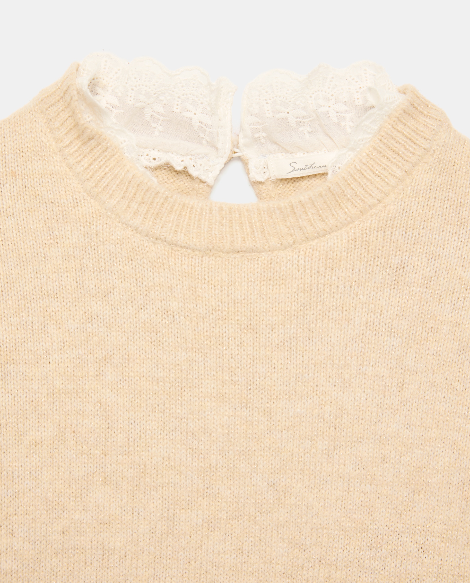 Jersey de mujer con lúrex y cuello batista - Southern Cotton - Beige Beige-6