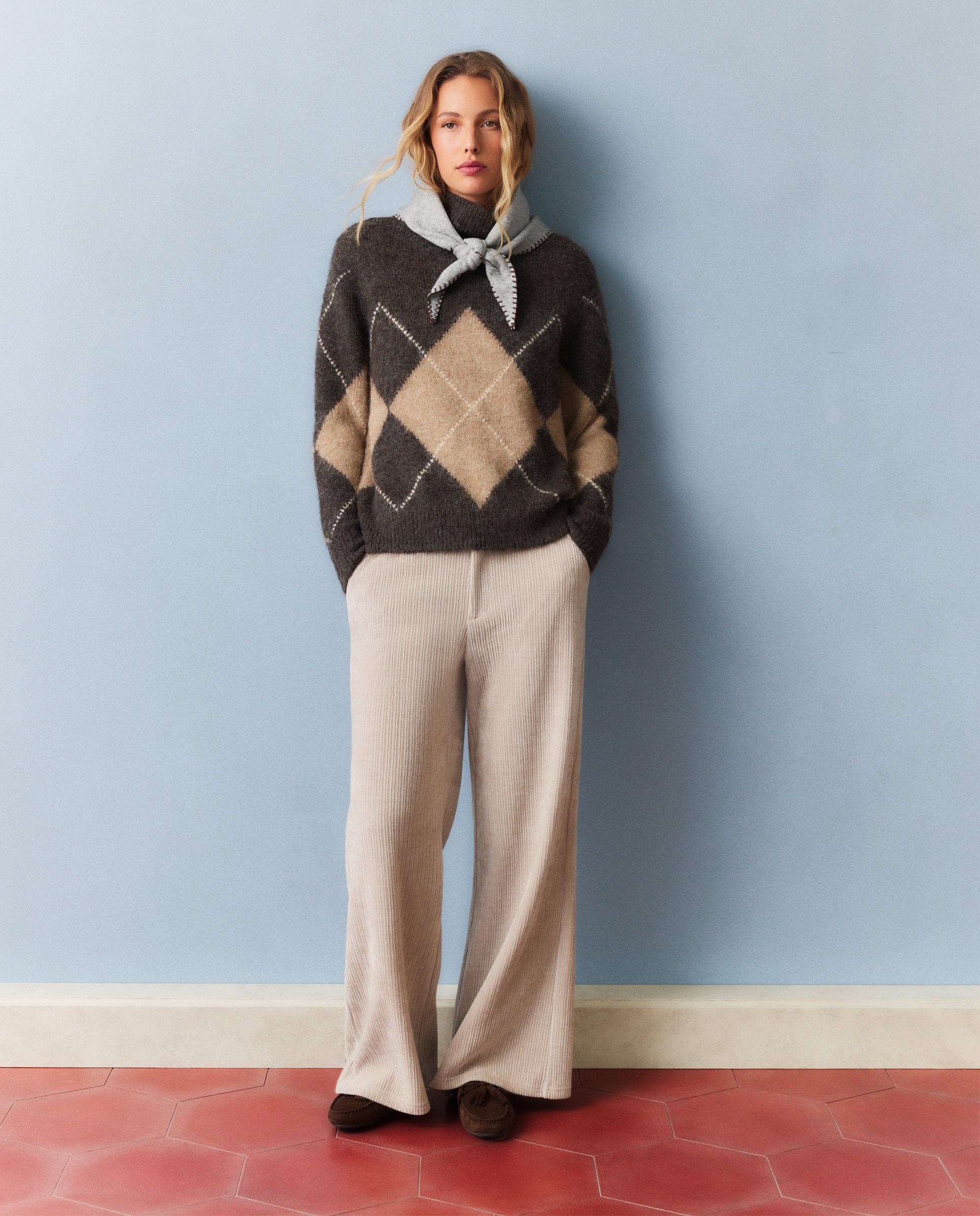 Jersey de mujer de rombos - Southern Cotton - Marrón Marrón-2