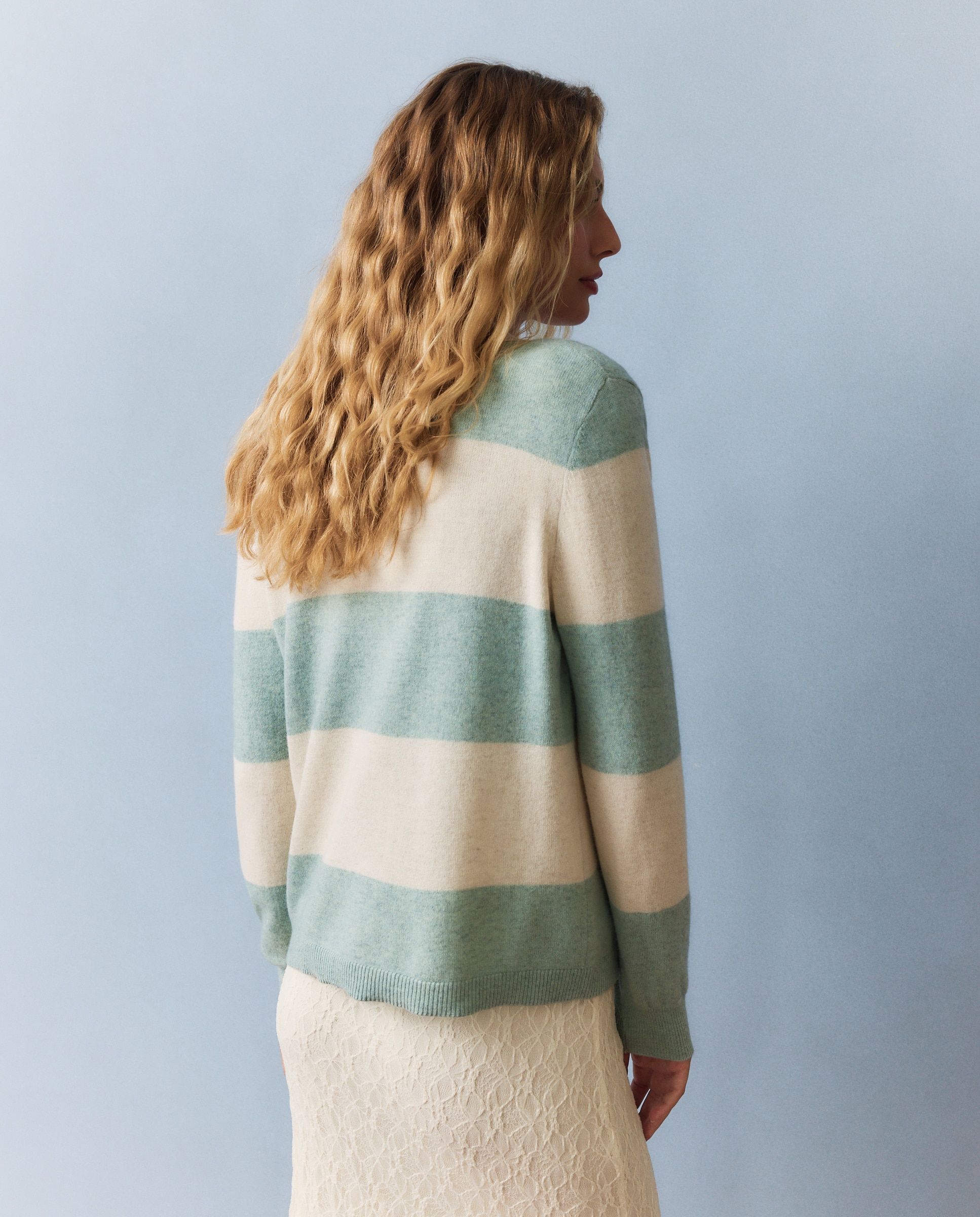 Jersey de mujer cuello polo rayas - Southern Cotton - Verde Verde-3