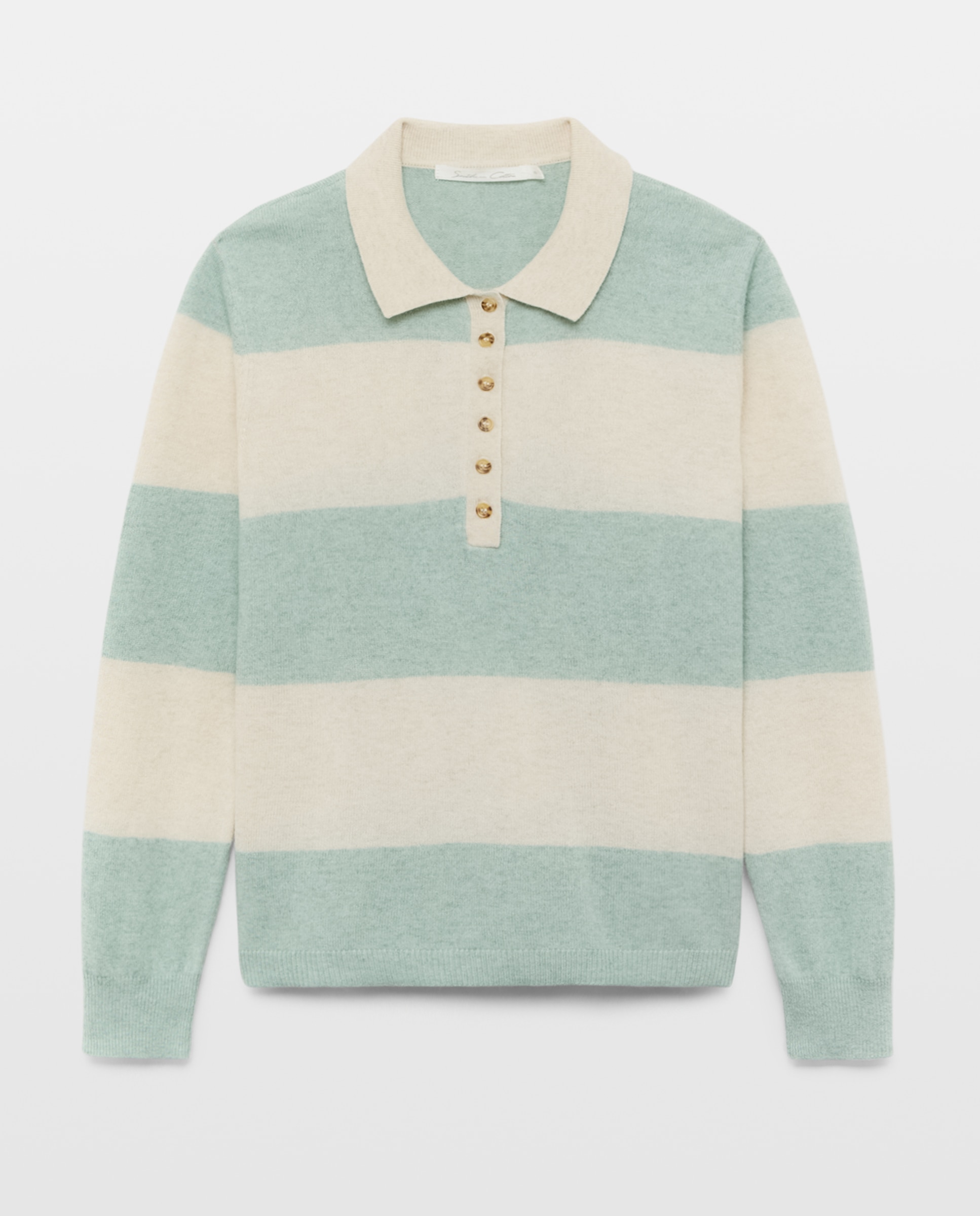 Imagem 0 de Camisola de Malha às Riscas com Colarinho de Polo