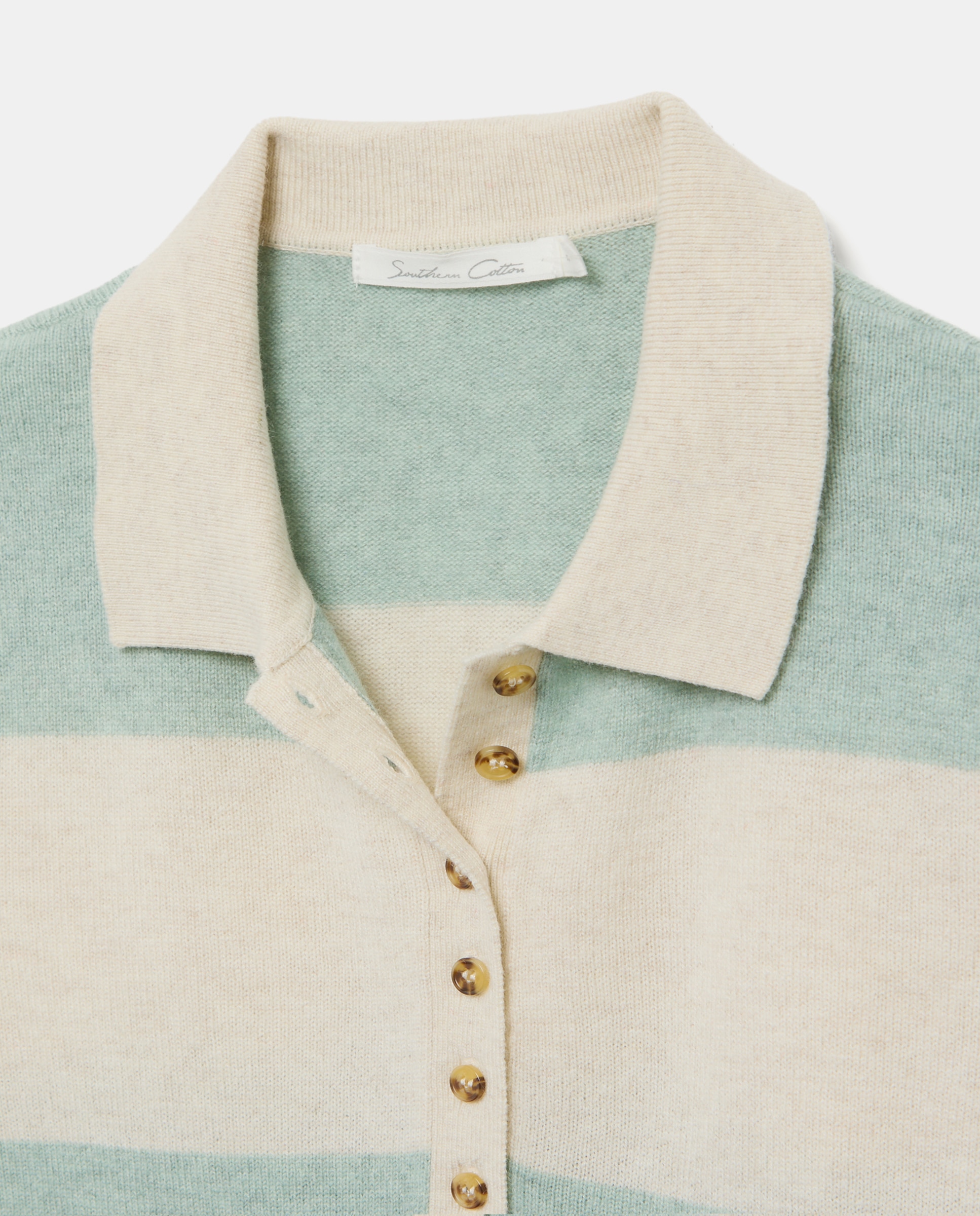 Jersey de mujer cuello polo rayas - Southern Cotton - Verde Verde-6