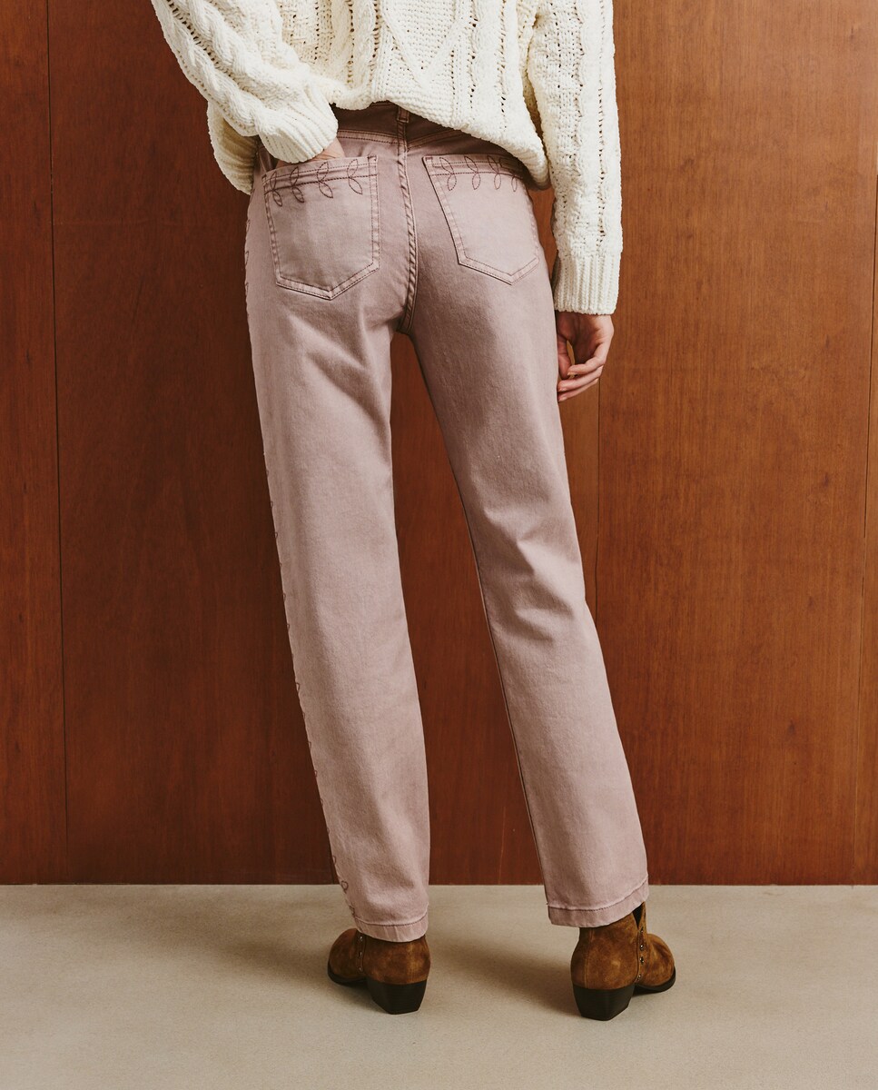 Calças Lisas de Algodão 284 Lilás-3