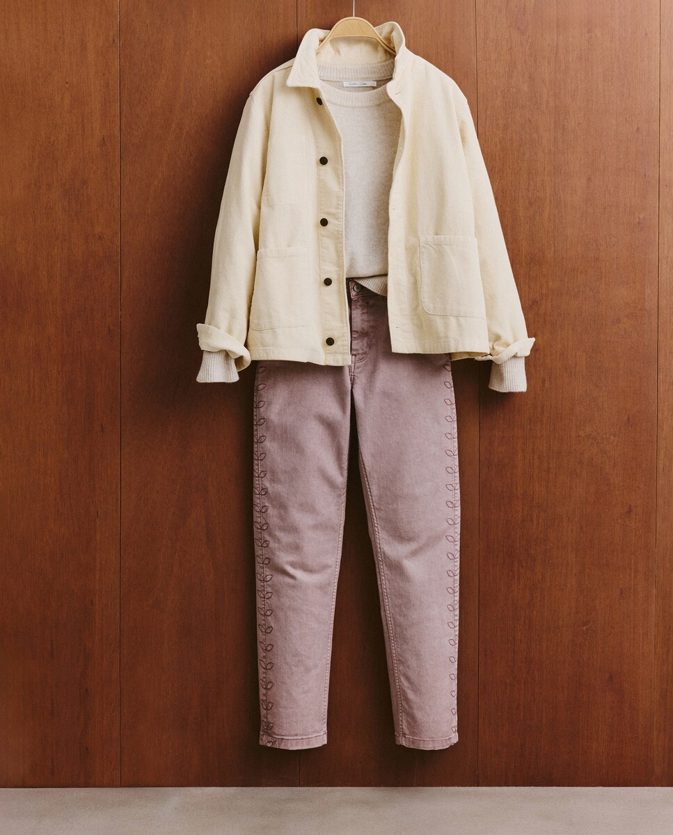 Calças Lisas de Algodão 284 Lilás-6