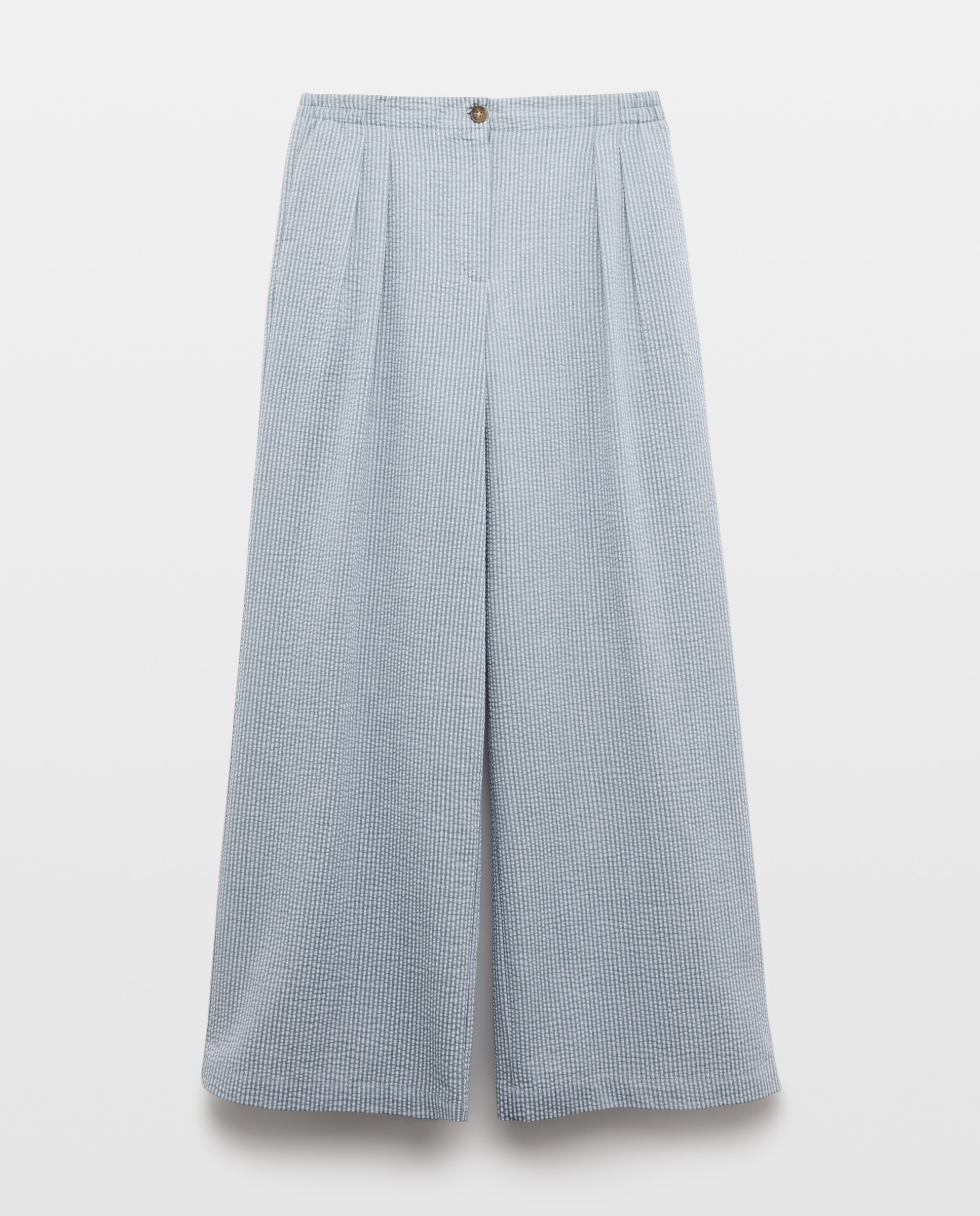 Pantalón liso gomas seersucker de mujer - Southern Cotton - Azul Azul-4