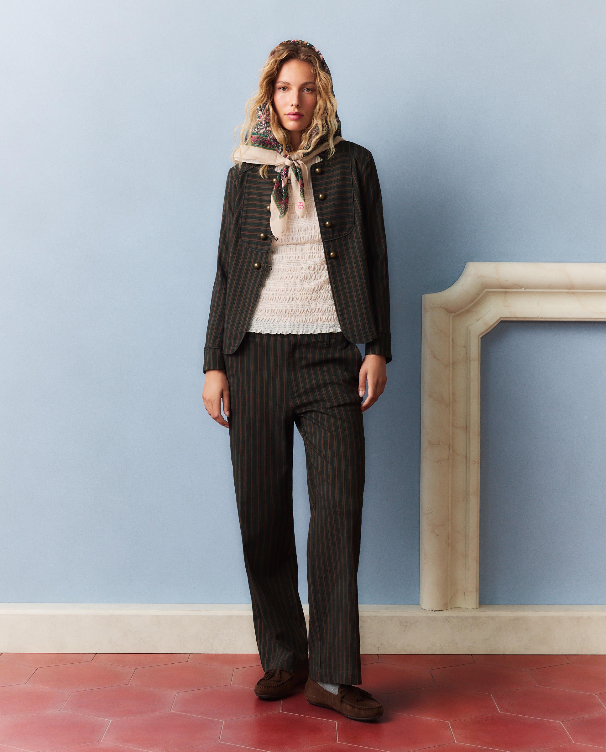 Imagen 0 de Pantalón de mujer conjunto de rayas Negro