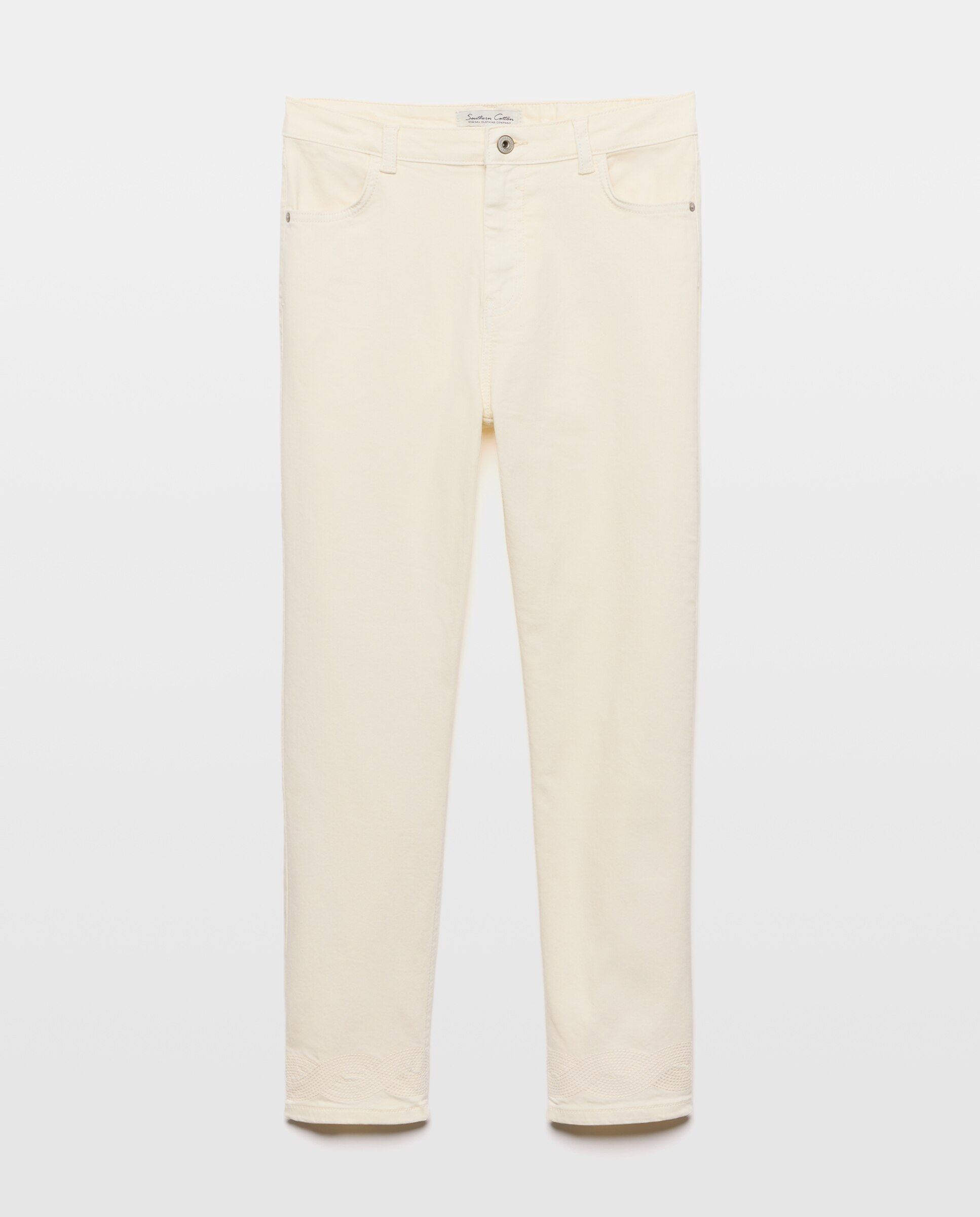 Pantalón capri de mujer con bordado - Southern Cotton - 120 Crudo 120 Crudo-4
