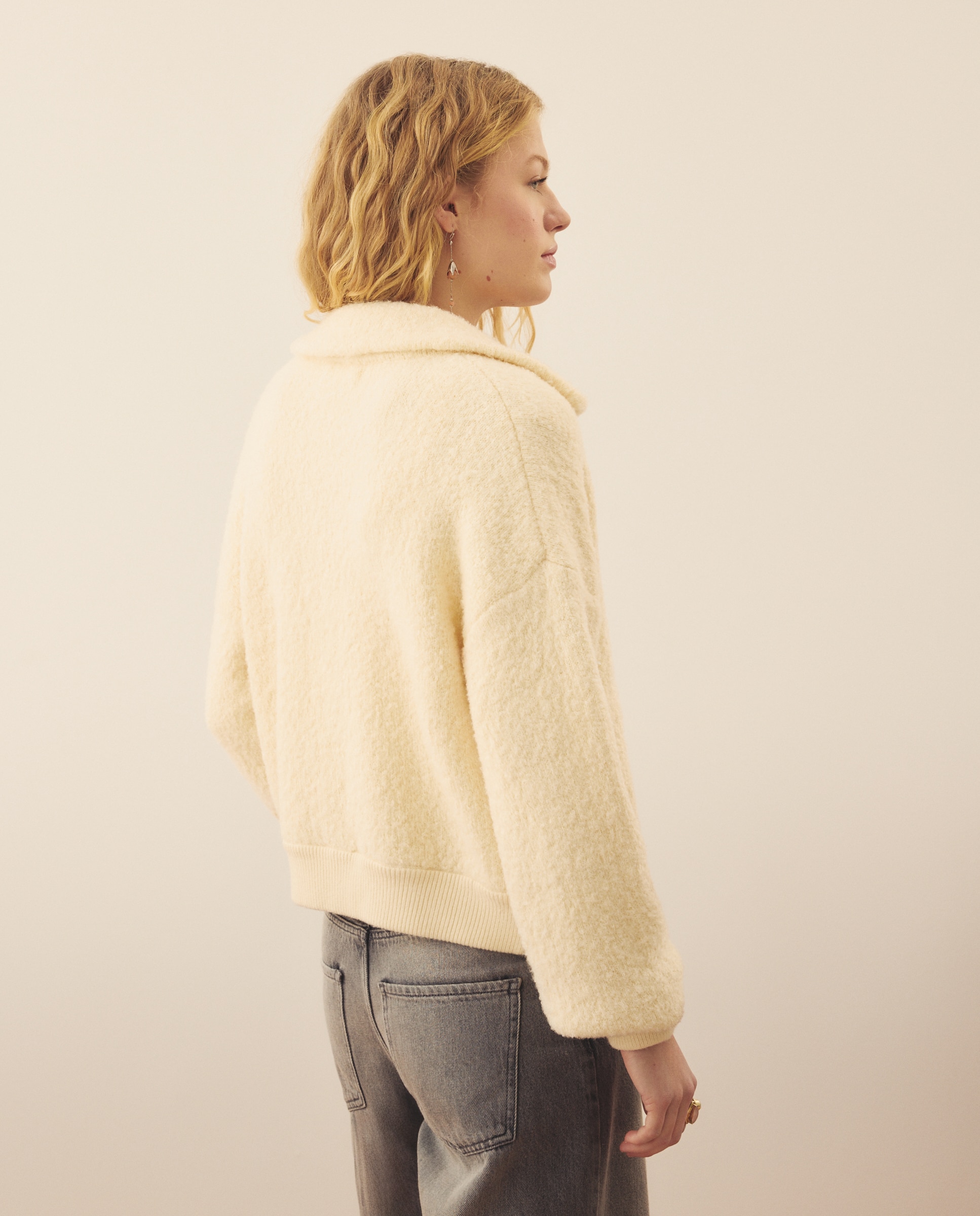 Blusão Bomber de Tricot 120 Cru-3