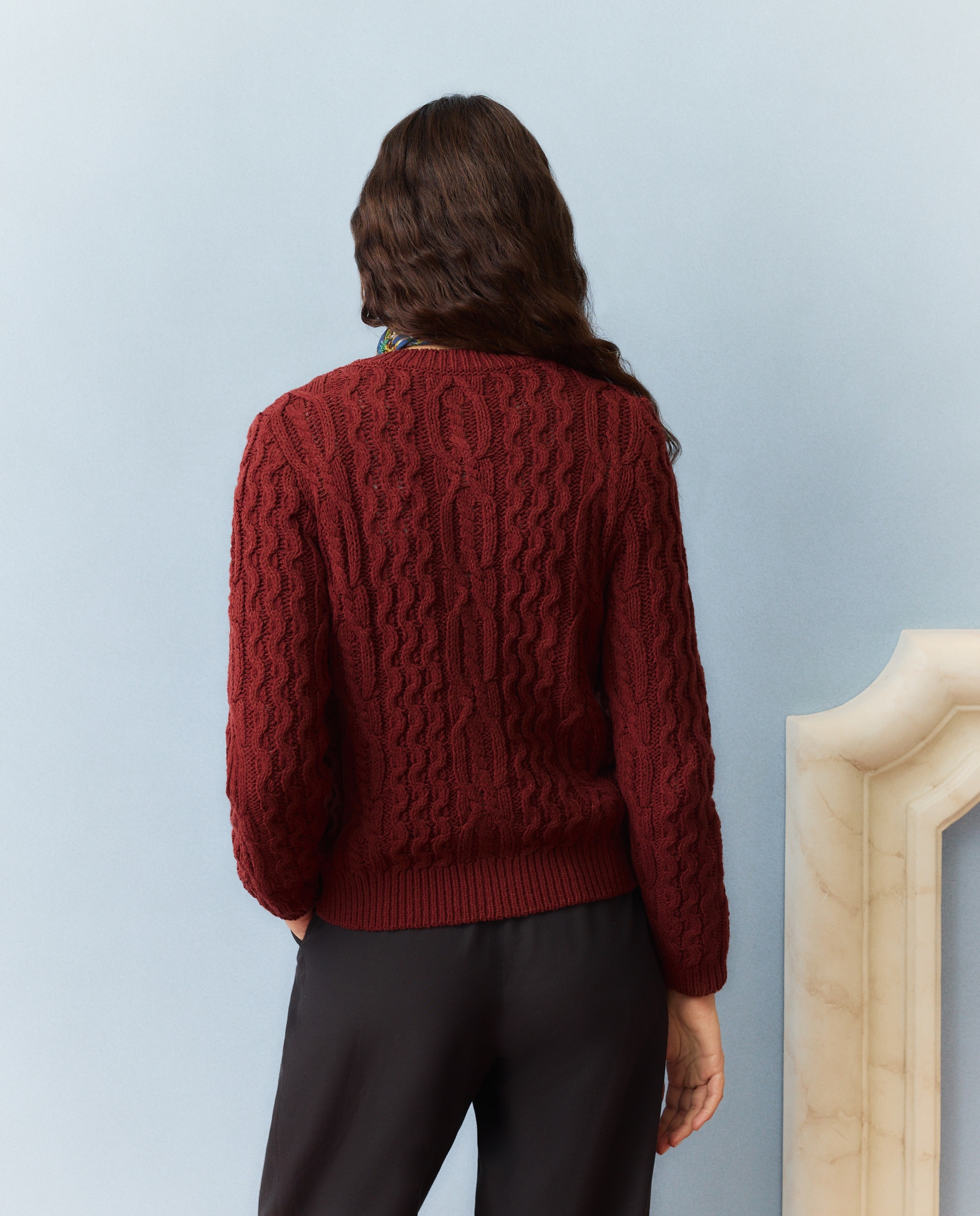 Chaqueta de mujer con trenzas y manga larga - Southern Cotton - Burdeos Burdeos-3