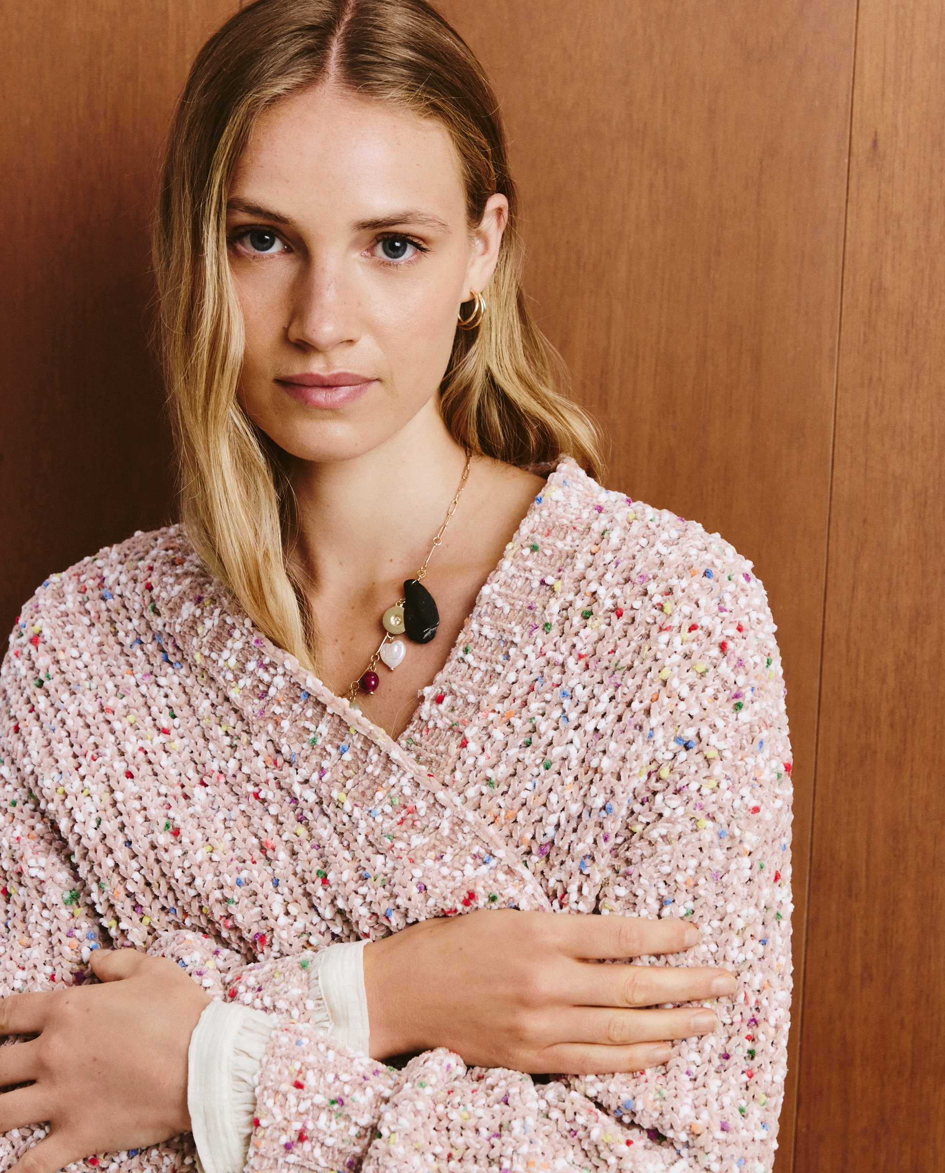 Casaco de Chenille Liso Torrado-1