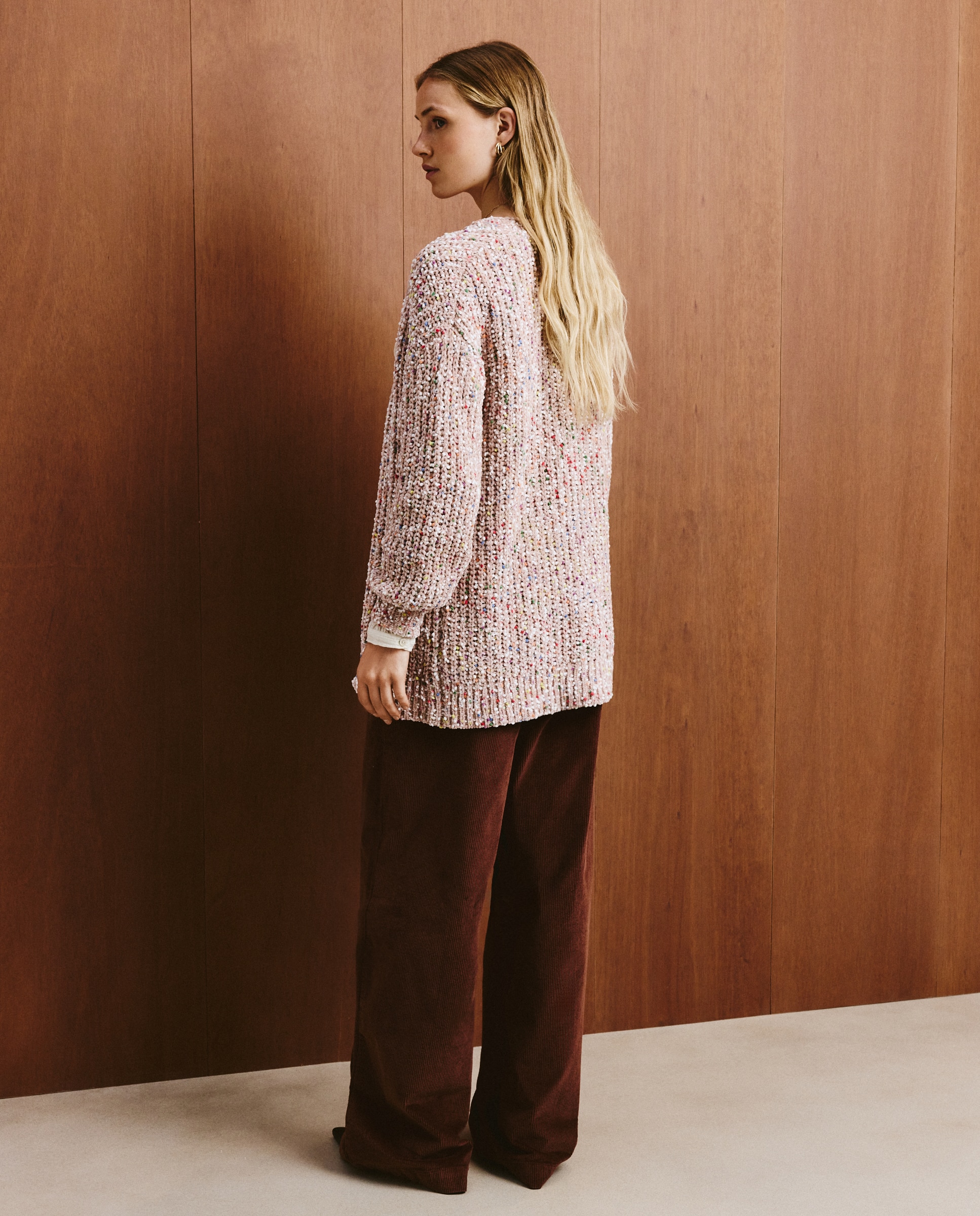 Casaco de Chenille Liso Torrado-3