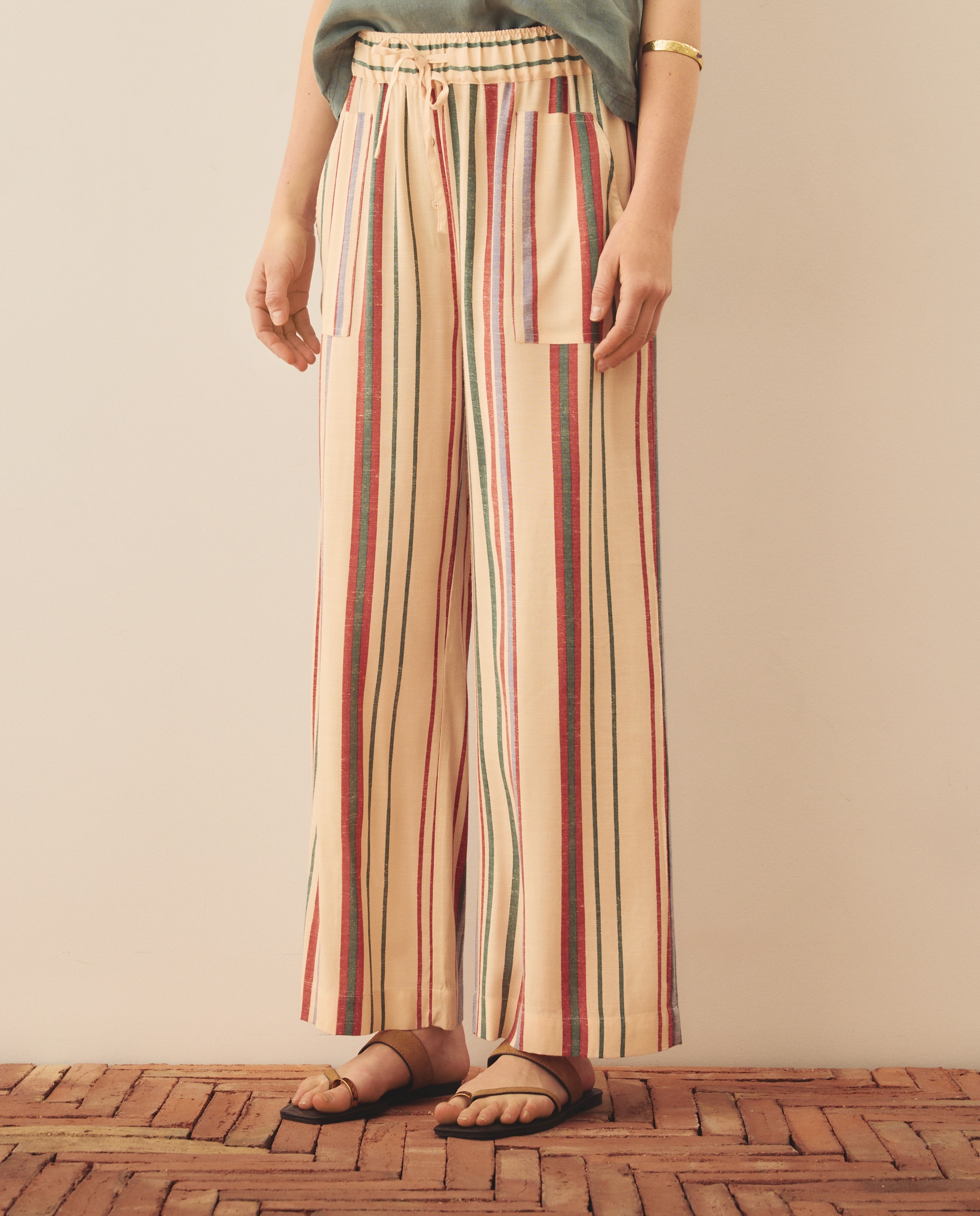 Pantalón de campana de mujer - Southern Cotton - Blanco Negro-2