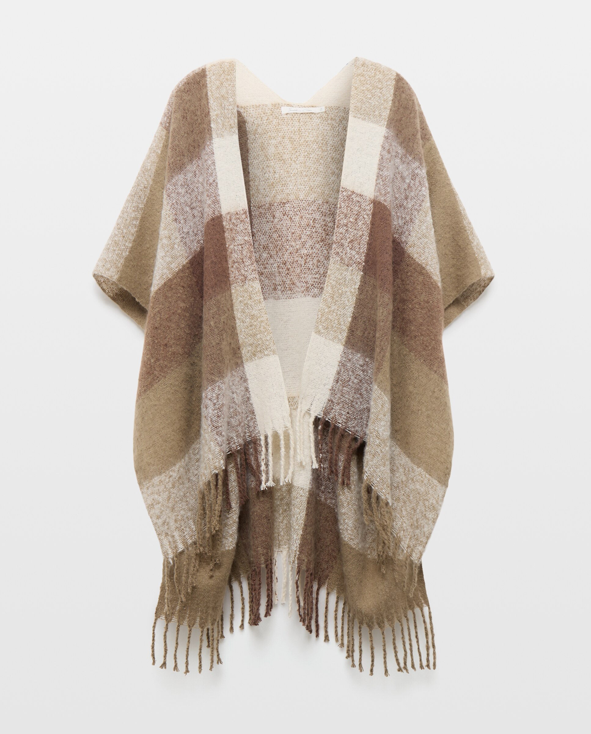 Imagen 0 de Poncho de mujer de cuadros Verde