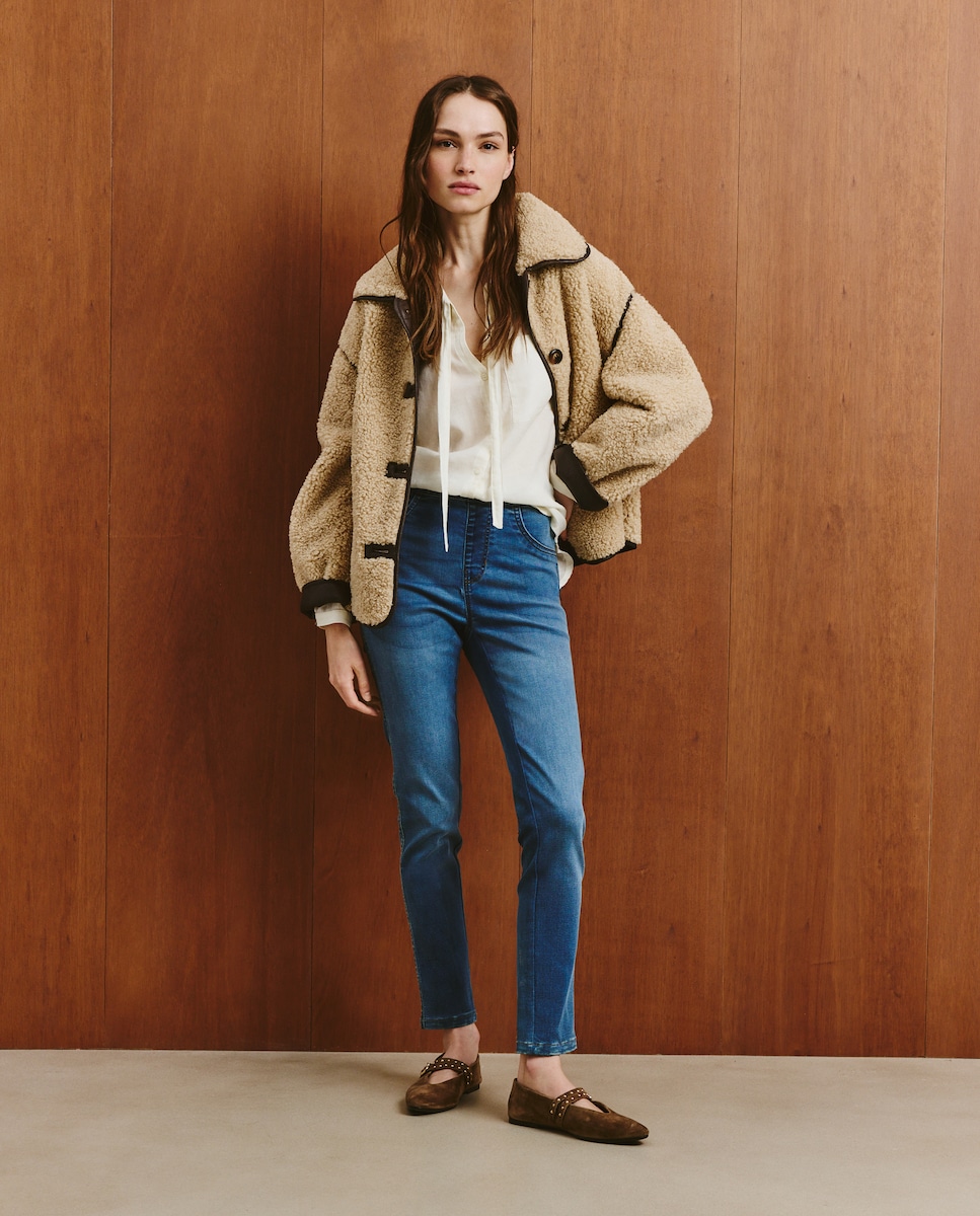 Jeans Lisas com Cintura Elástica Azul pálido-1