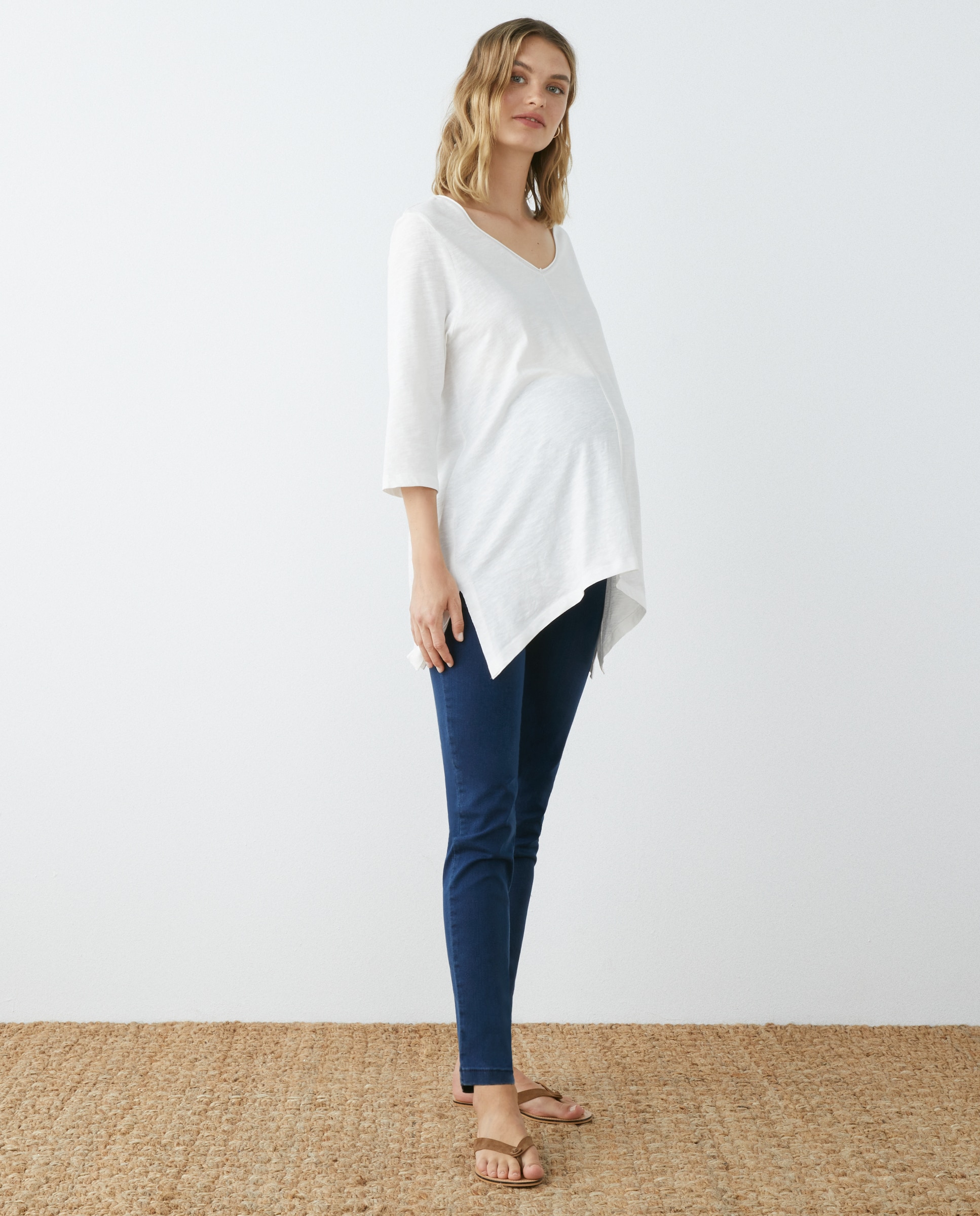 Jeans Pré-Mamã Lisas com Cintura Elástica Azul pálido-1