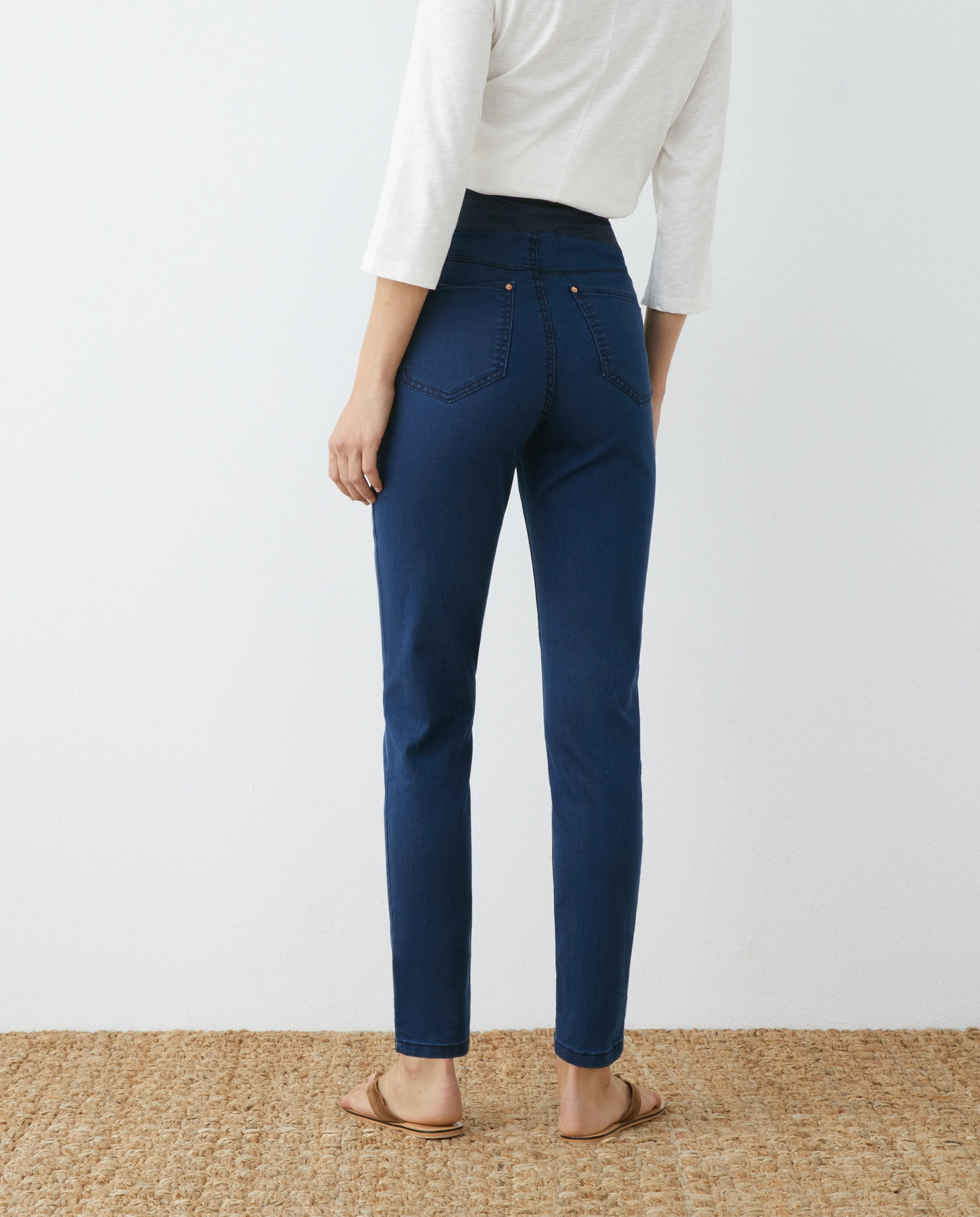 Jeans Pré-Mamã Lisas com Cintura Elástica Azul pálido-3