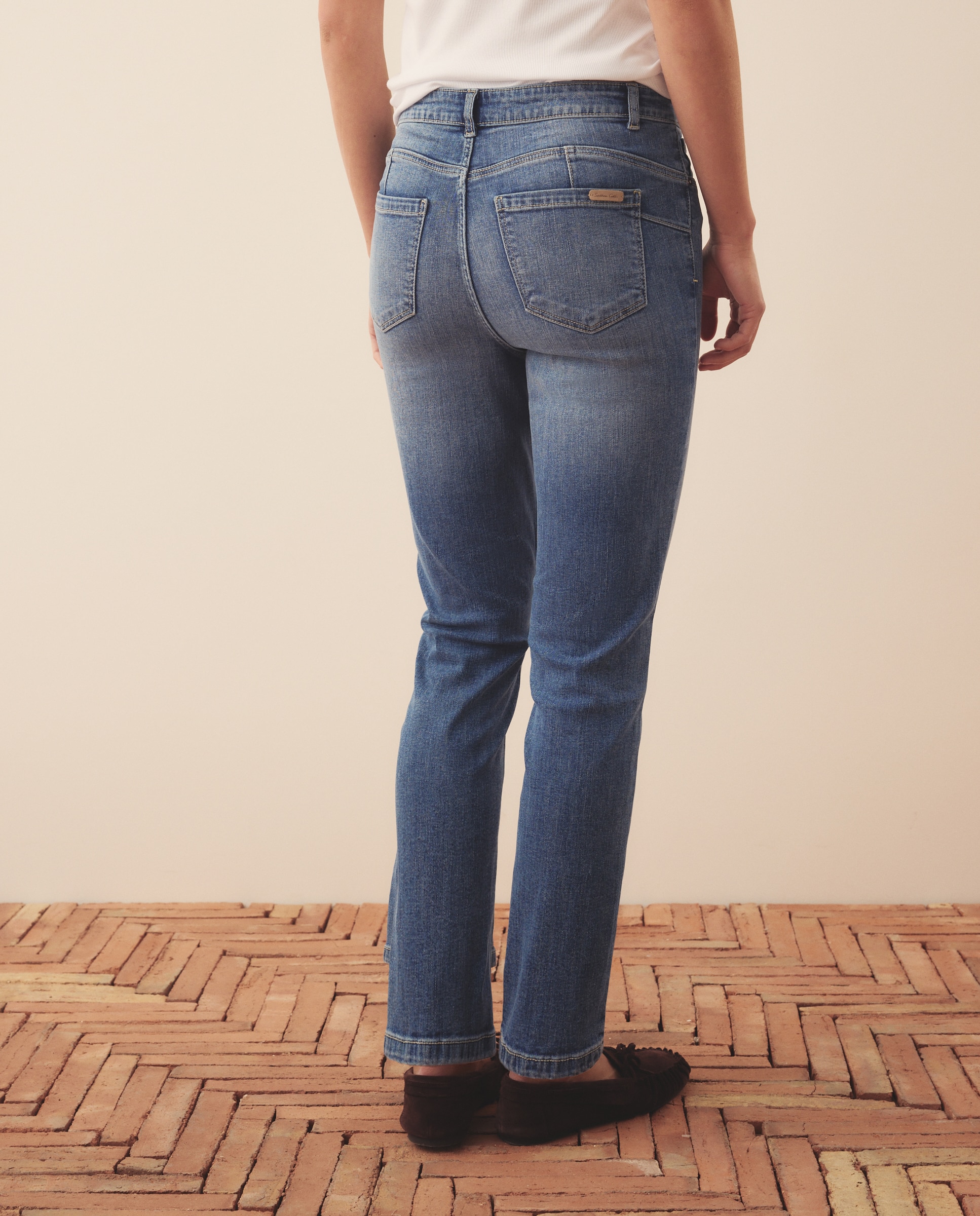Pantalon recto liso de mujer - Southern Cotton - Azul pálido Azul pálido-3