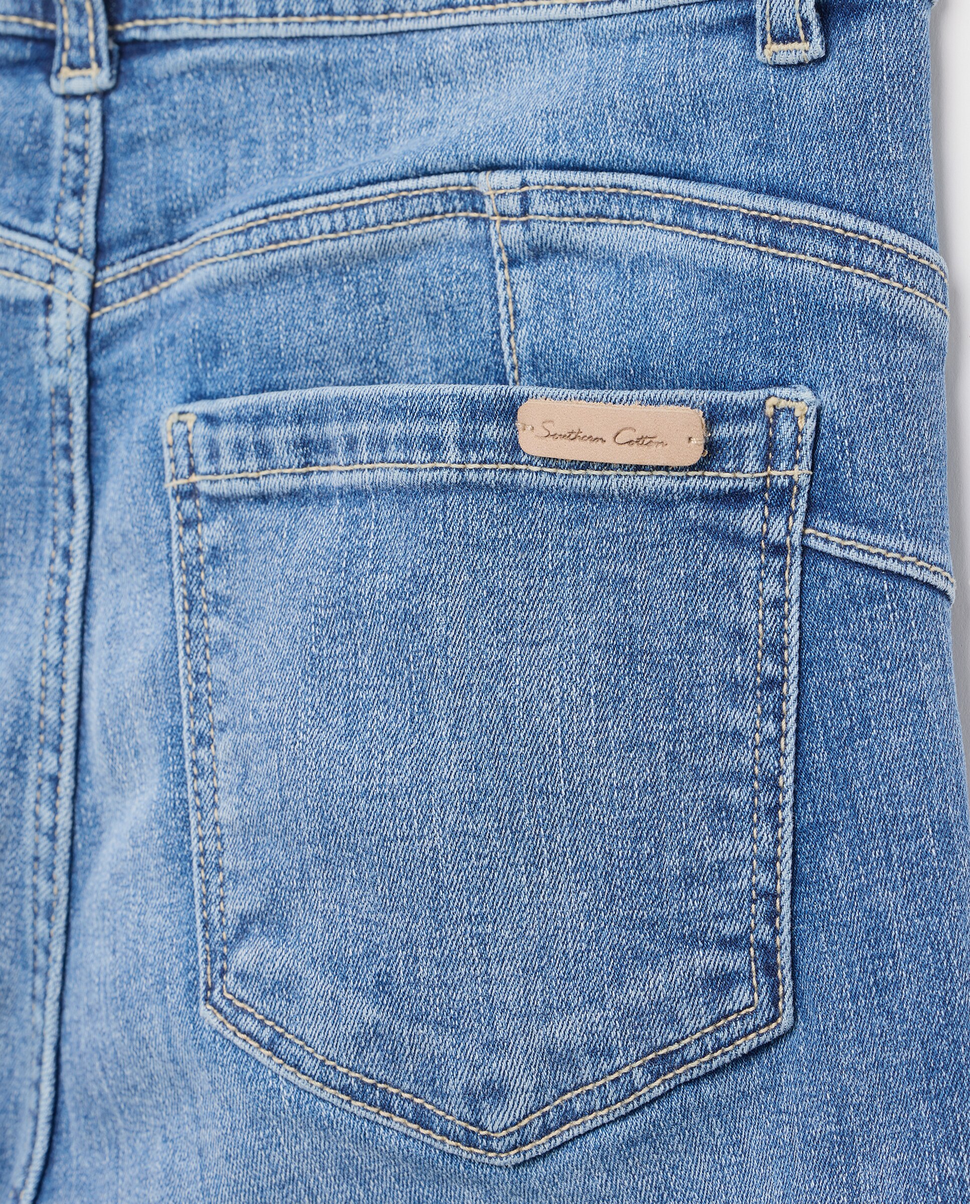 Pantalon recto liso de mujer - Southern Cotton - Azul pálido Azul pálido-5