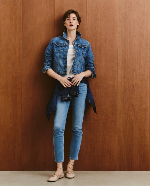 Imagen 0 de Pantalón vaquero pitillo liso de mujer