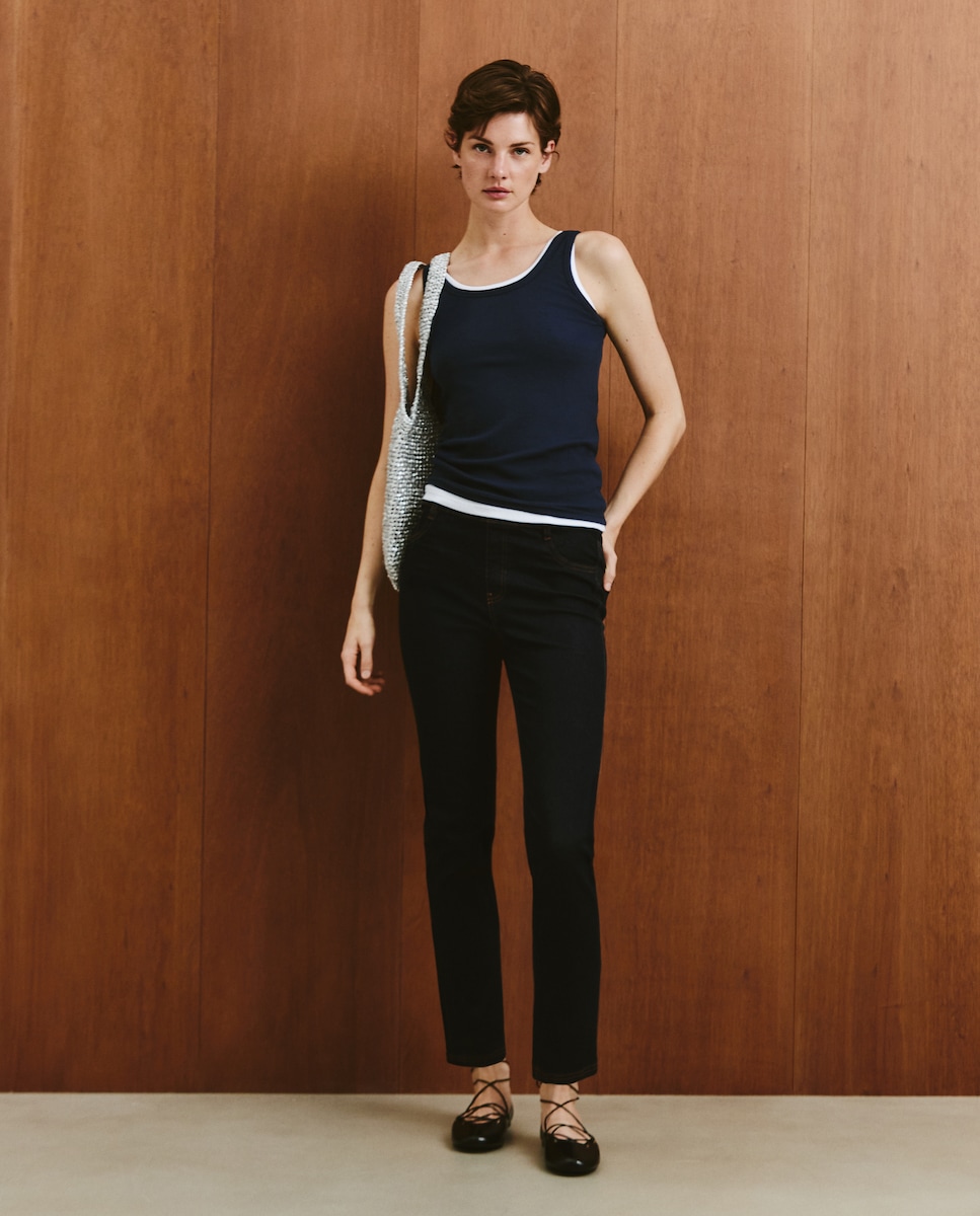 Calças Regular Lisas 820 Cinzento Médio-1