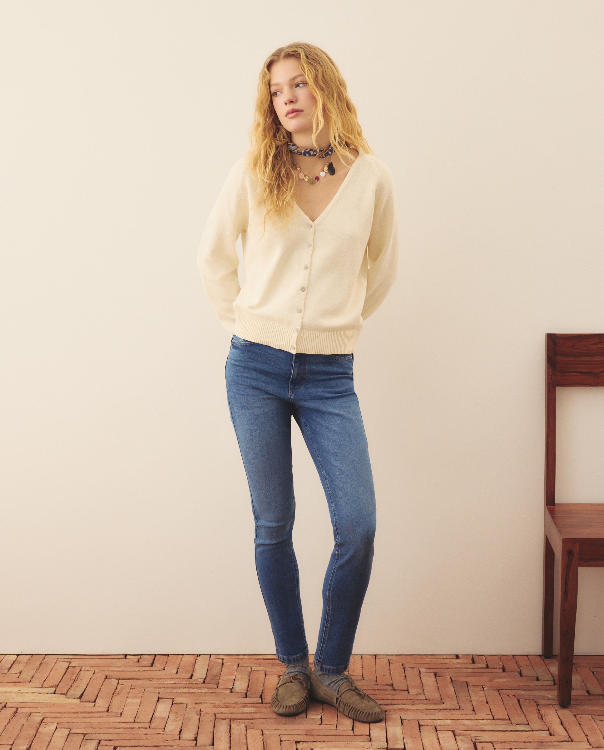 Vaqueros de algodón liso de mujer - Southern Cotton - Azul pálido Azul pálido-1
