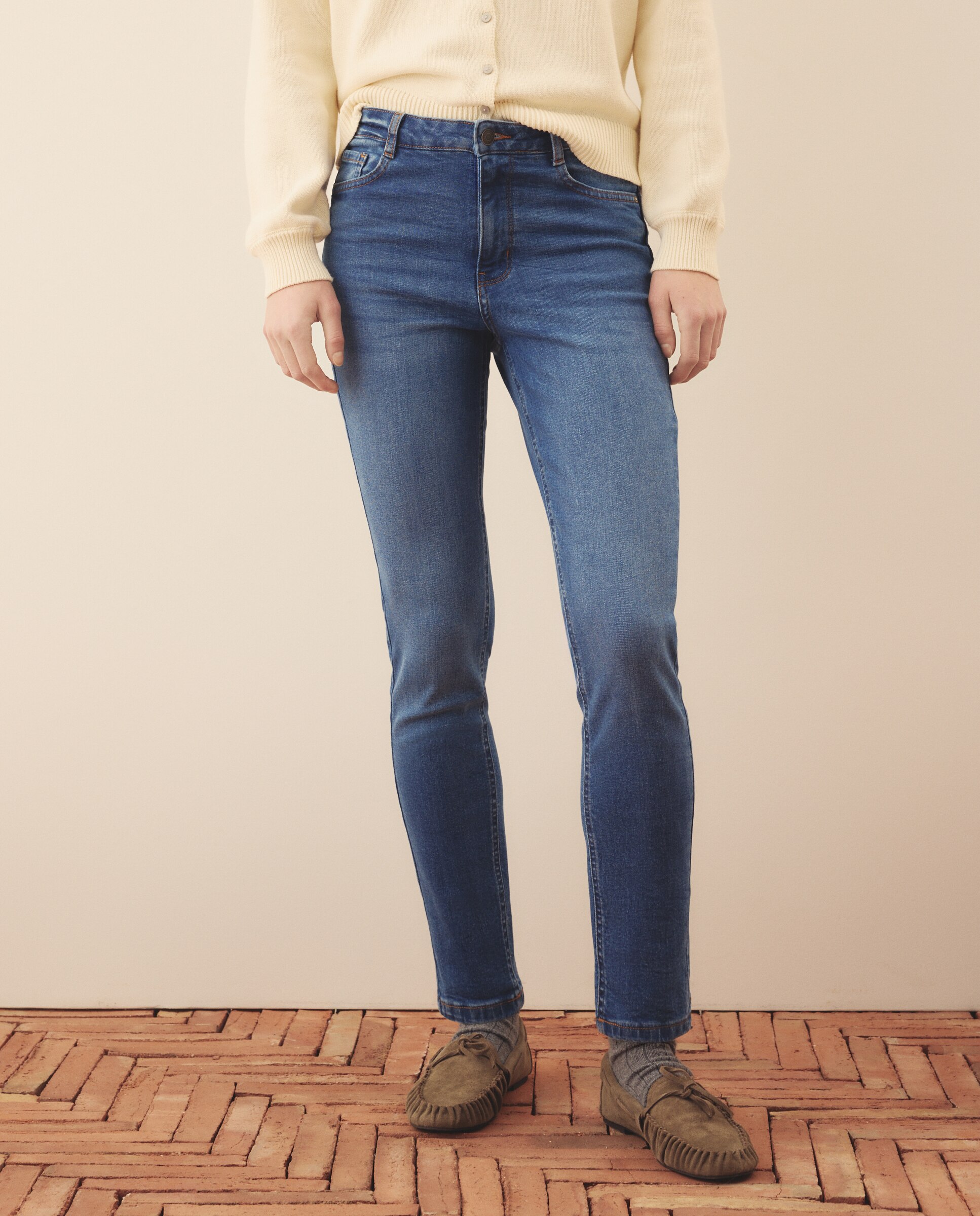 Vaqueros de algodón liso de mujer - Southern Cotton - Azul pálido Azul pálido-2
