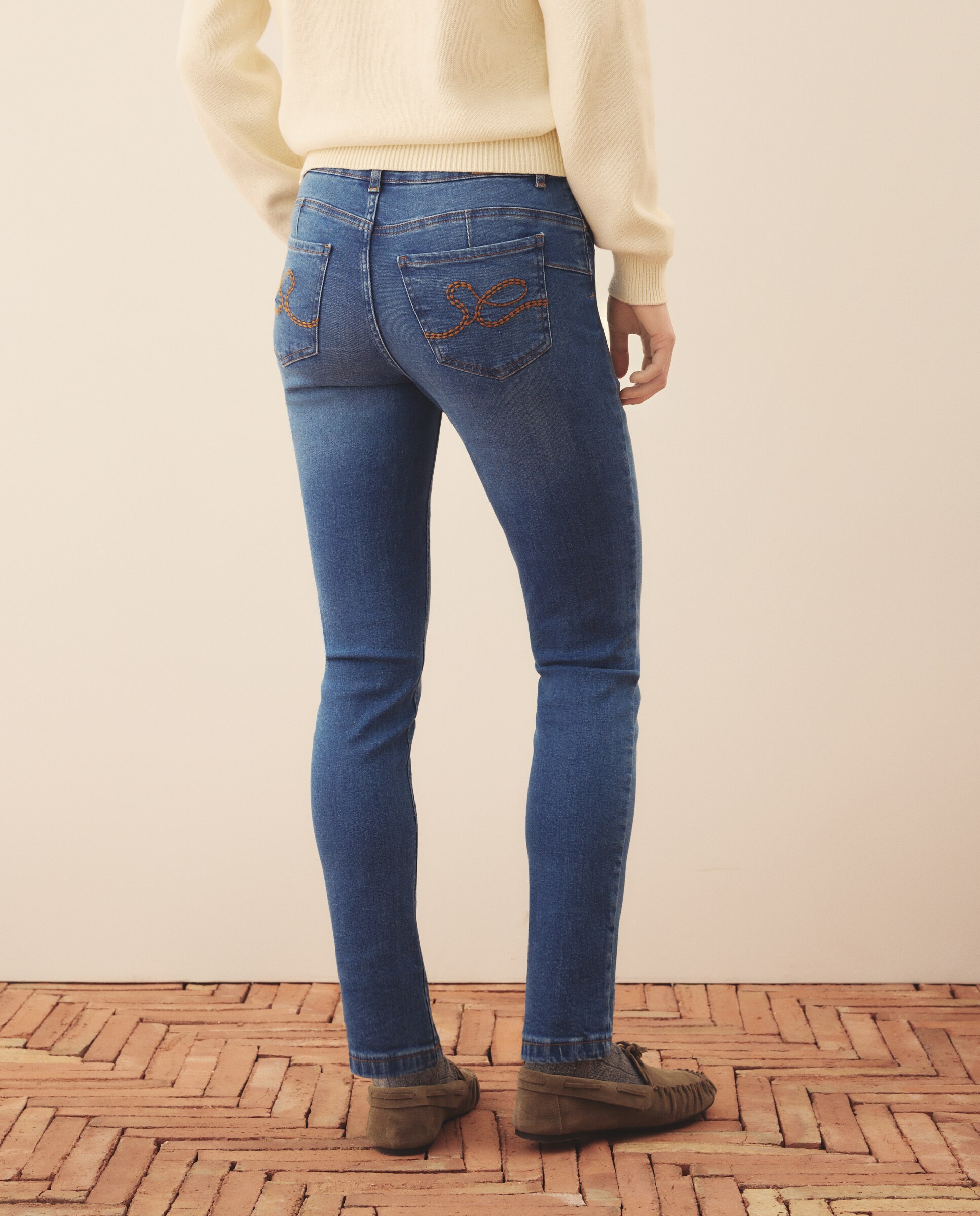 Vaqueros de algodón liso de mujer - Southern Cotton - Azul pálido Azul pálido-3