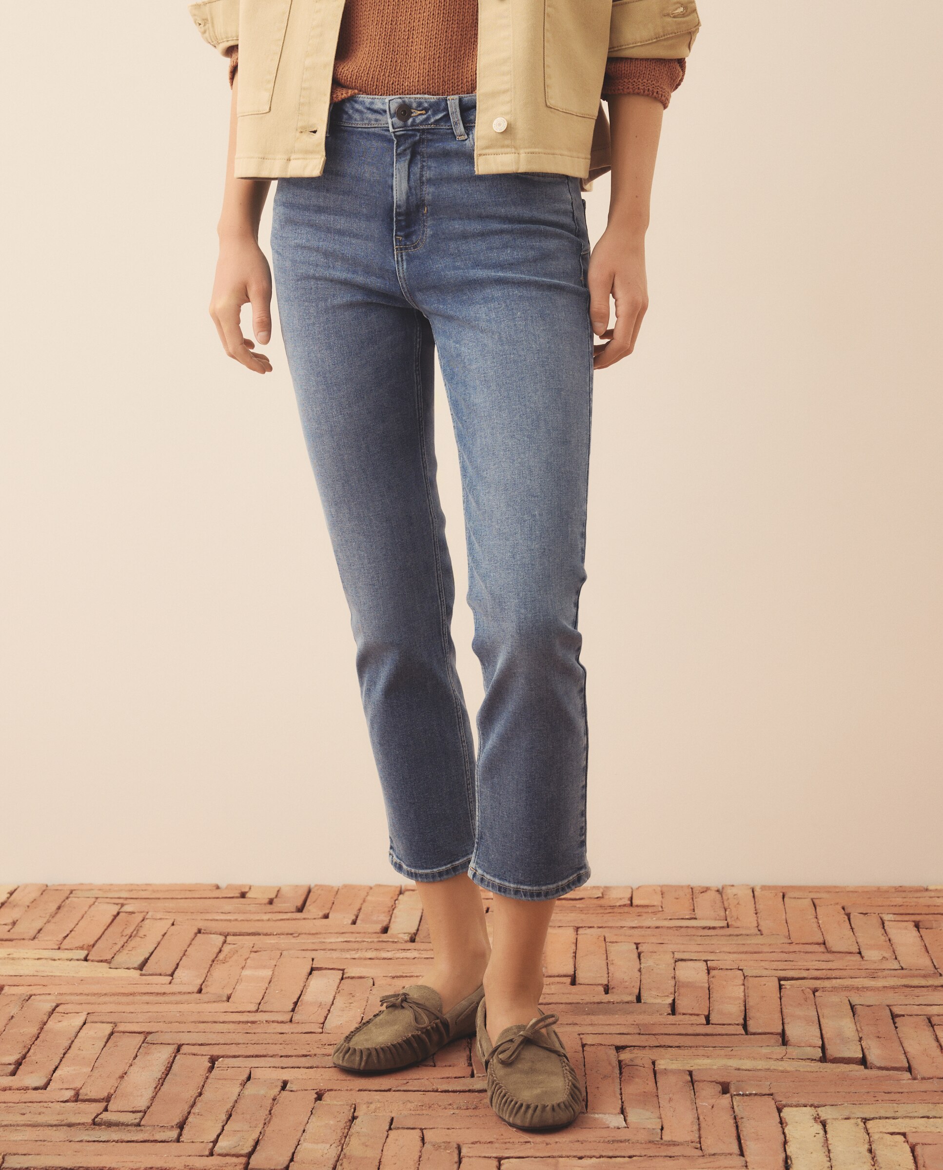 Vaqueros de algodón liso de mujer - Southern Cotton - Azul pálido Azul pálido-2