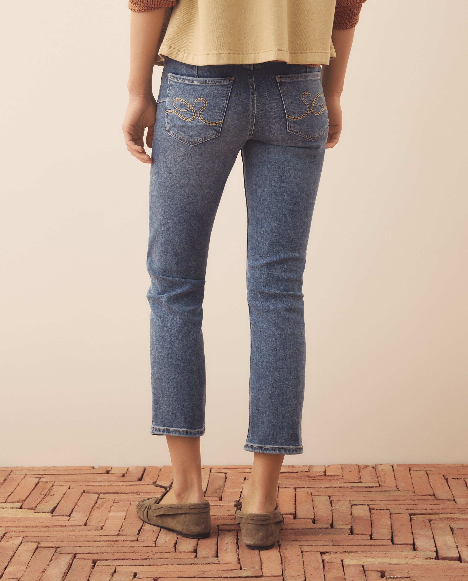 Vaqueros de algodón liso de mujer - Southern Cotton - Azul pálido Azul pálido-3