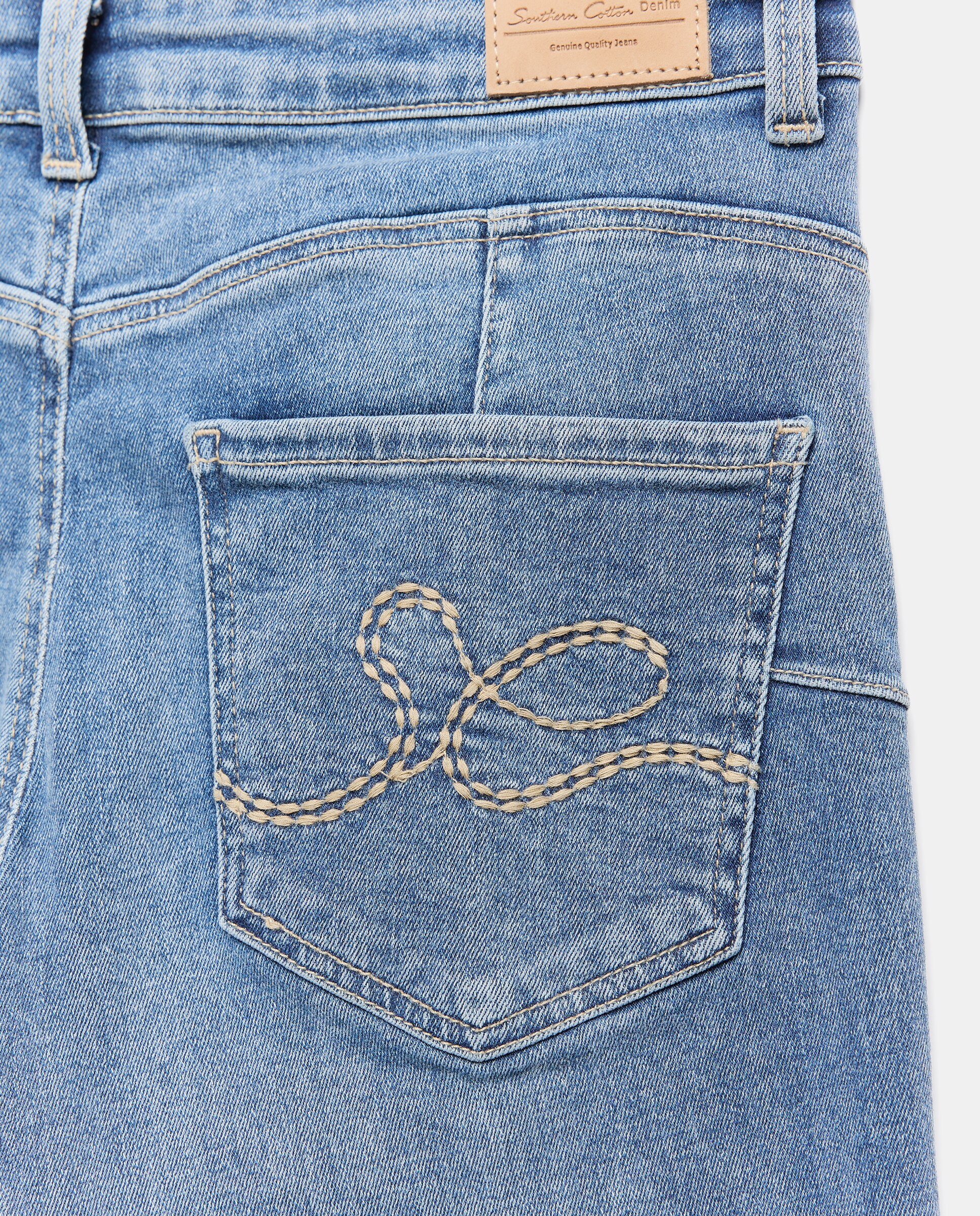 Vaqueros de algodón liso de mujer - Southern Cotton - Azul pálido Azul pálido-5