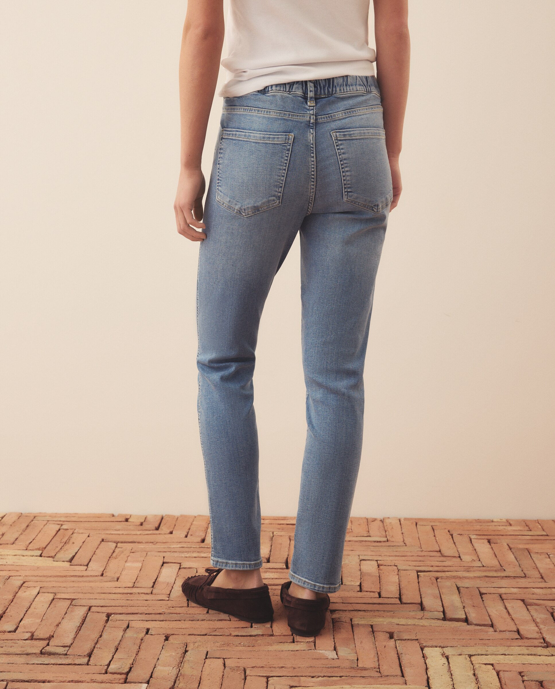 Vaqueros de algodón liso de mujer - Southern Cotton - Azul pálido Azul pálido-3