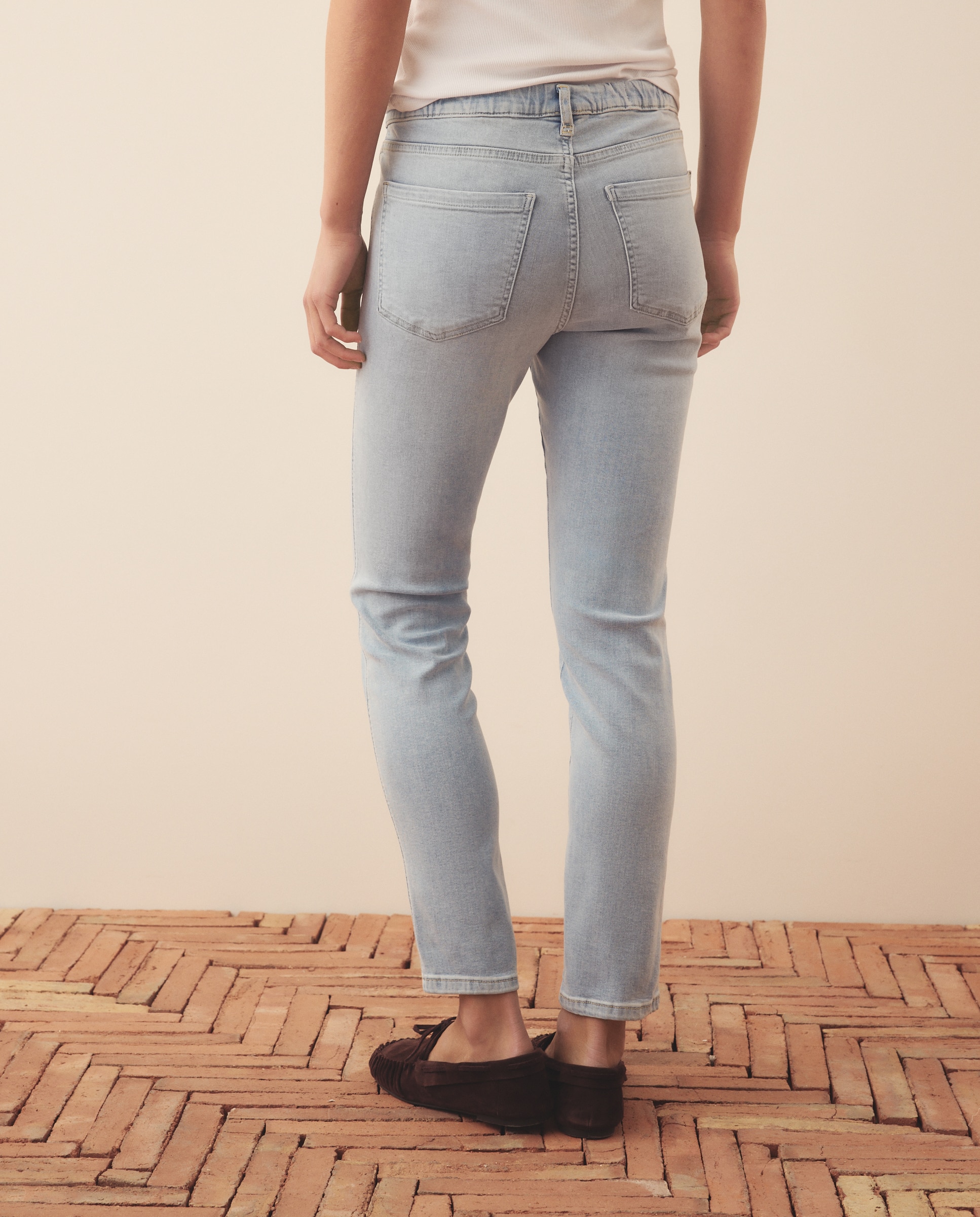 Jeans de Algodão Lisas 490 Petróleo-3