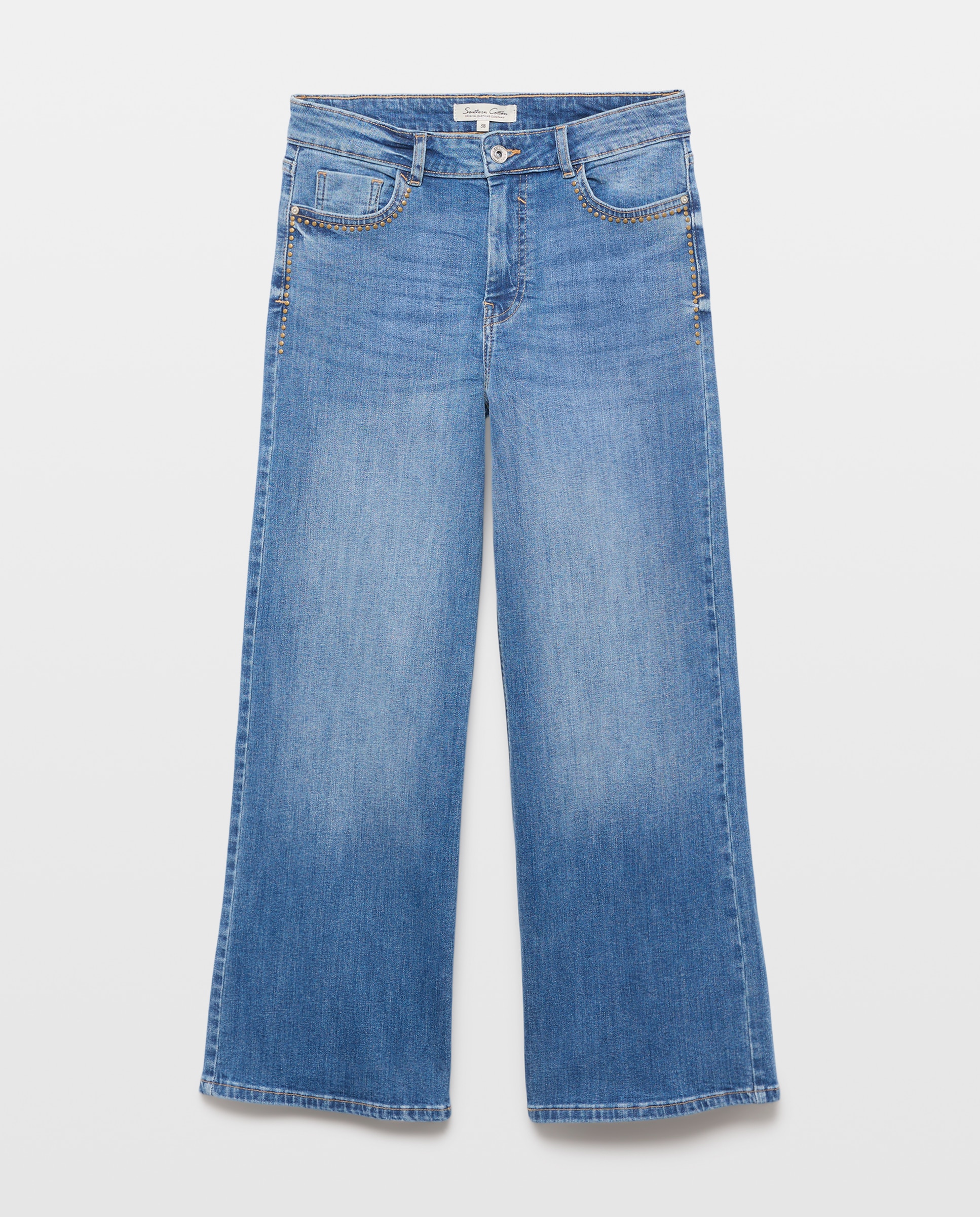 Jeans à Boca de Sino Liso Azul pálido-4