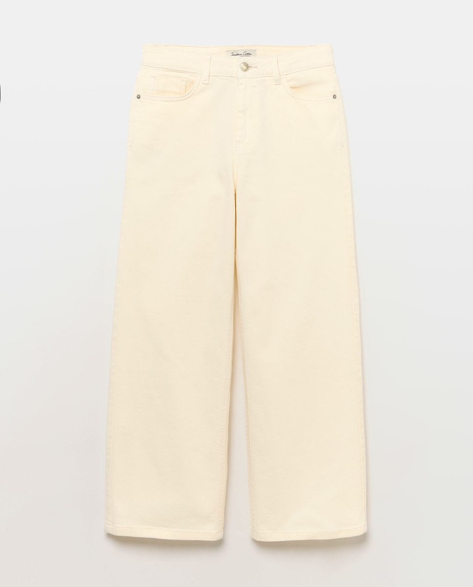 Imagen 0 de Pantalón de campana liso de mujer 120 Crudo
