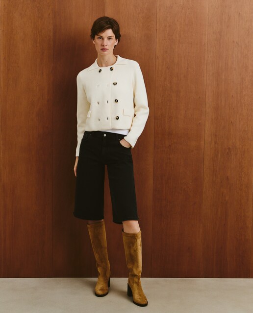 Imagen 0 de Pantalón de culotte de algodón liso de mujer